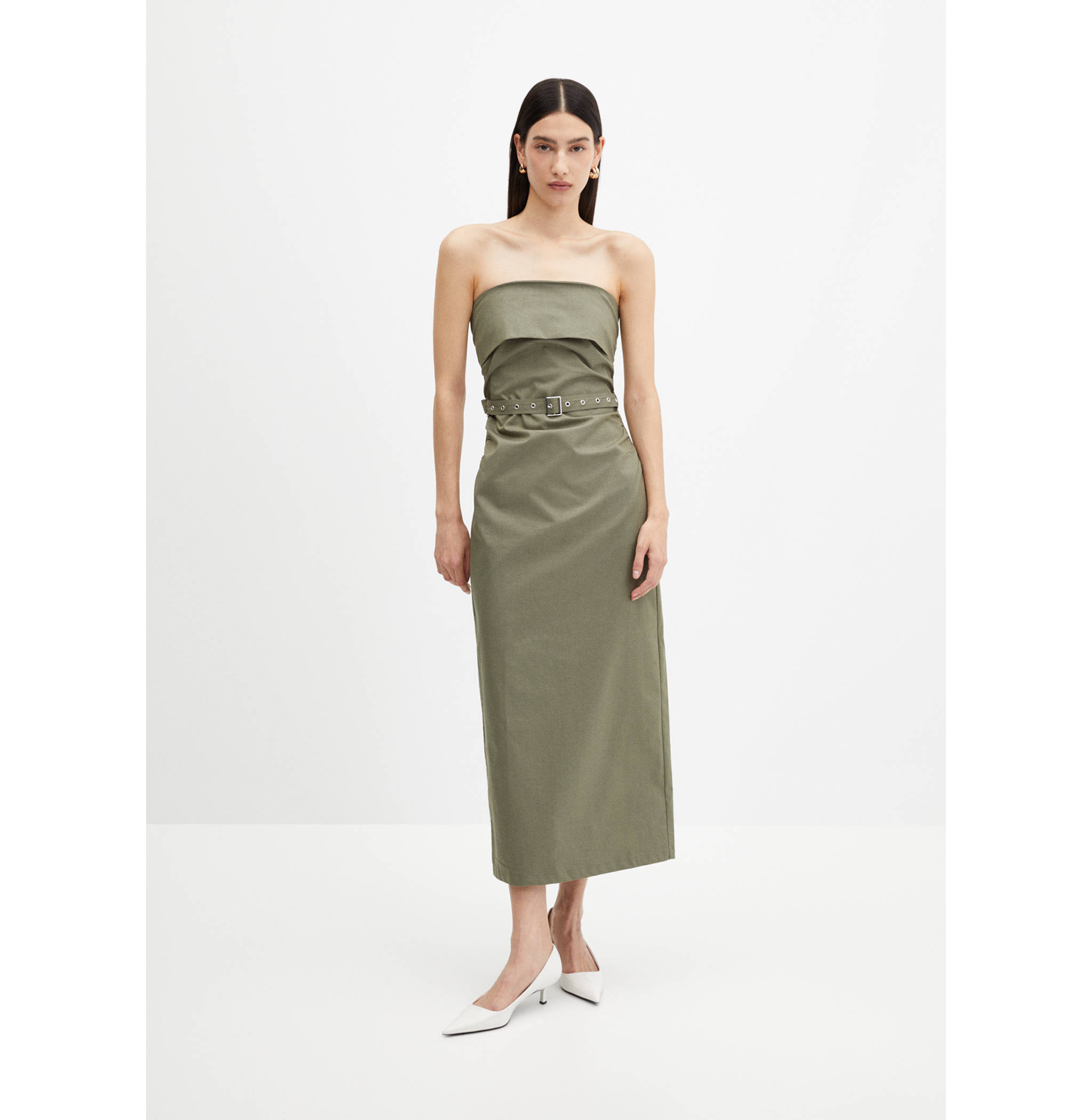 Belted strapless dress - General plane