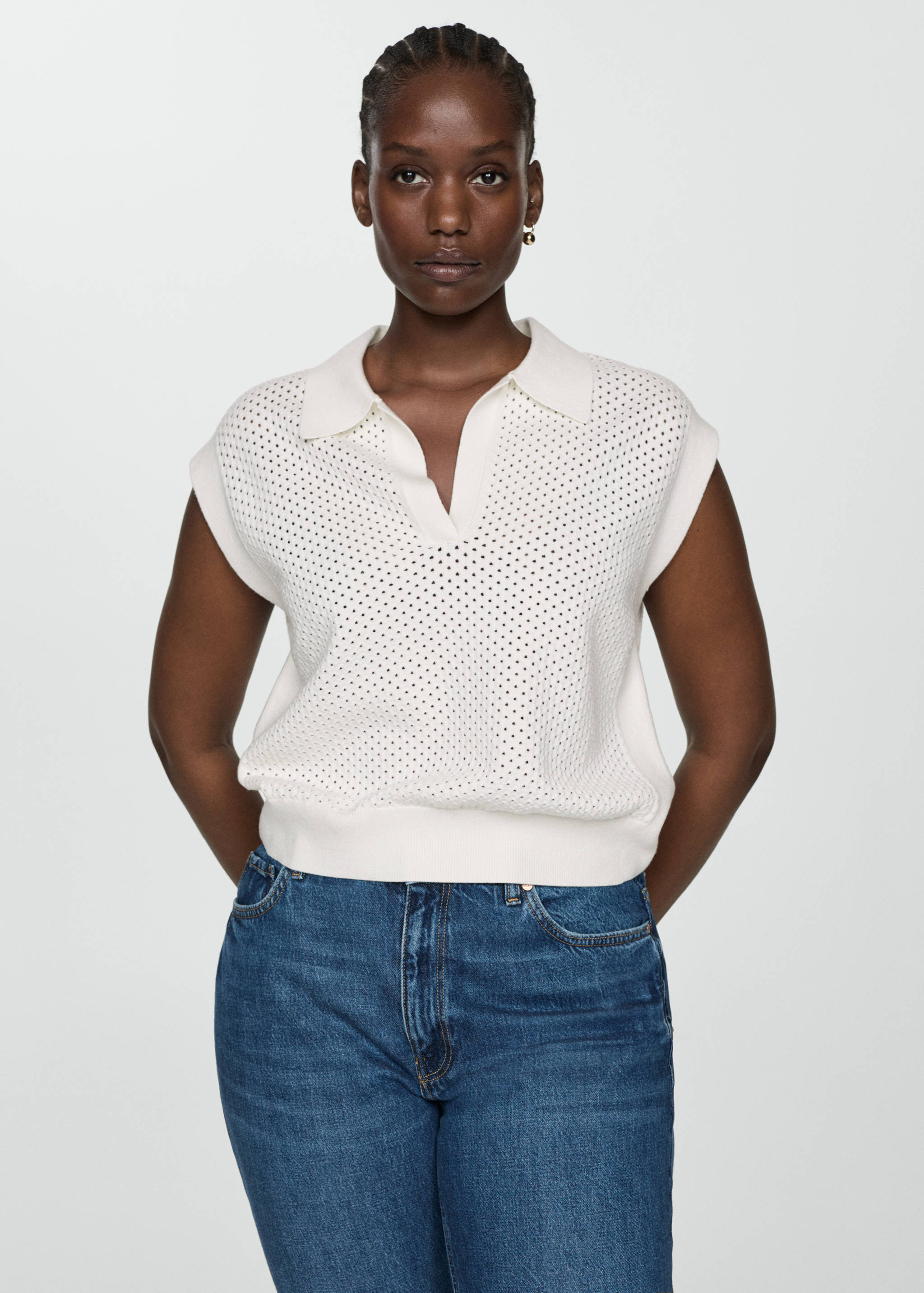 Polo-neck top with lace design - Details of the article 5