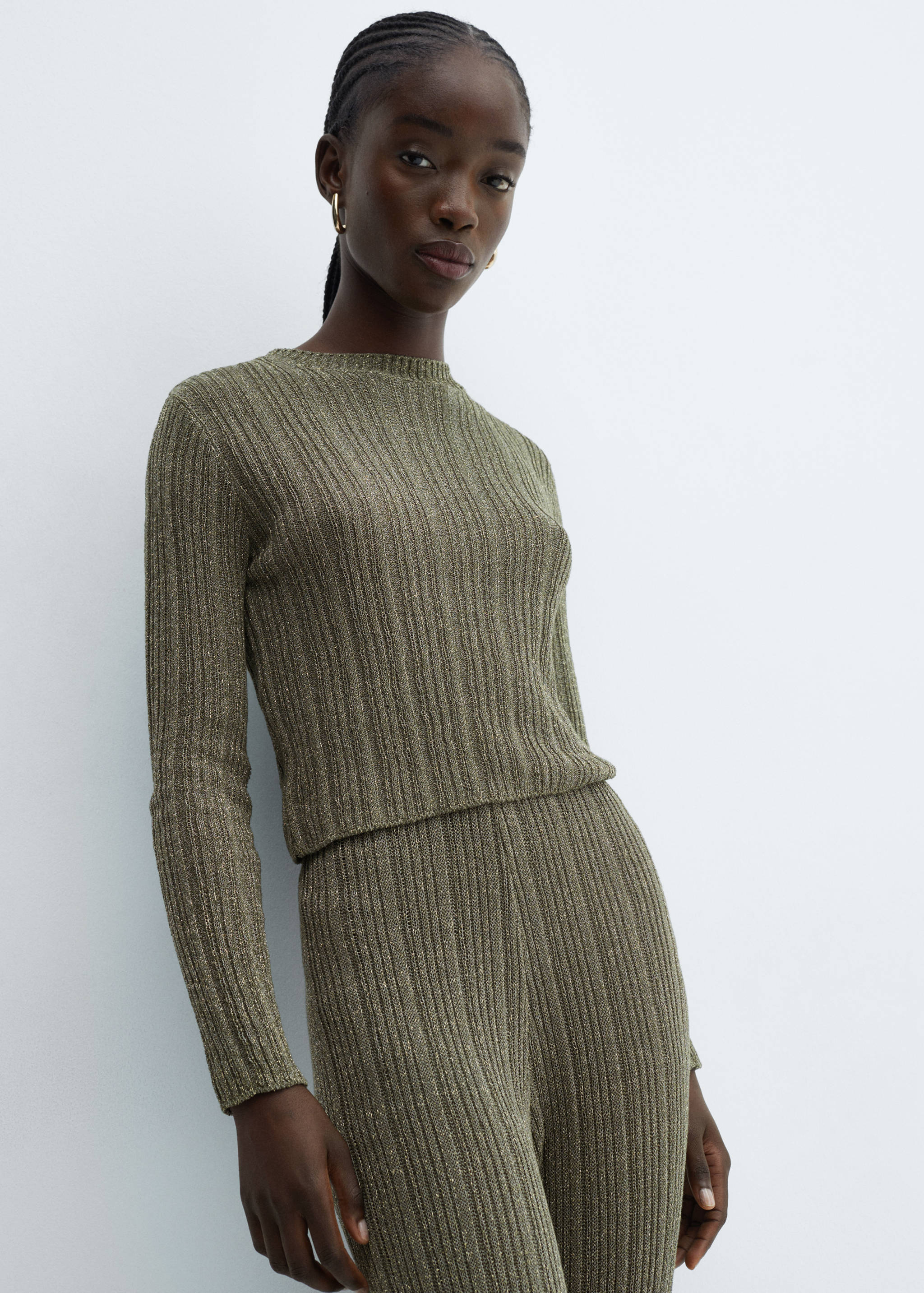 Pantaloni dritti maglia lurex - Dettaglio dell'articolo 1