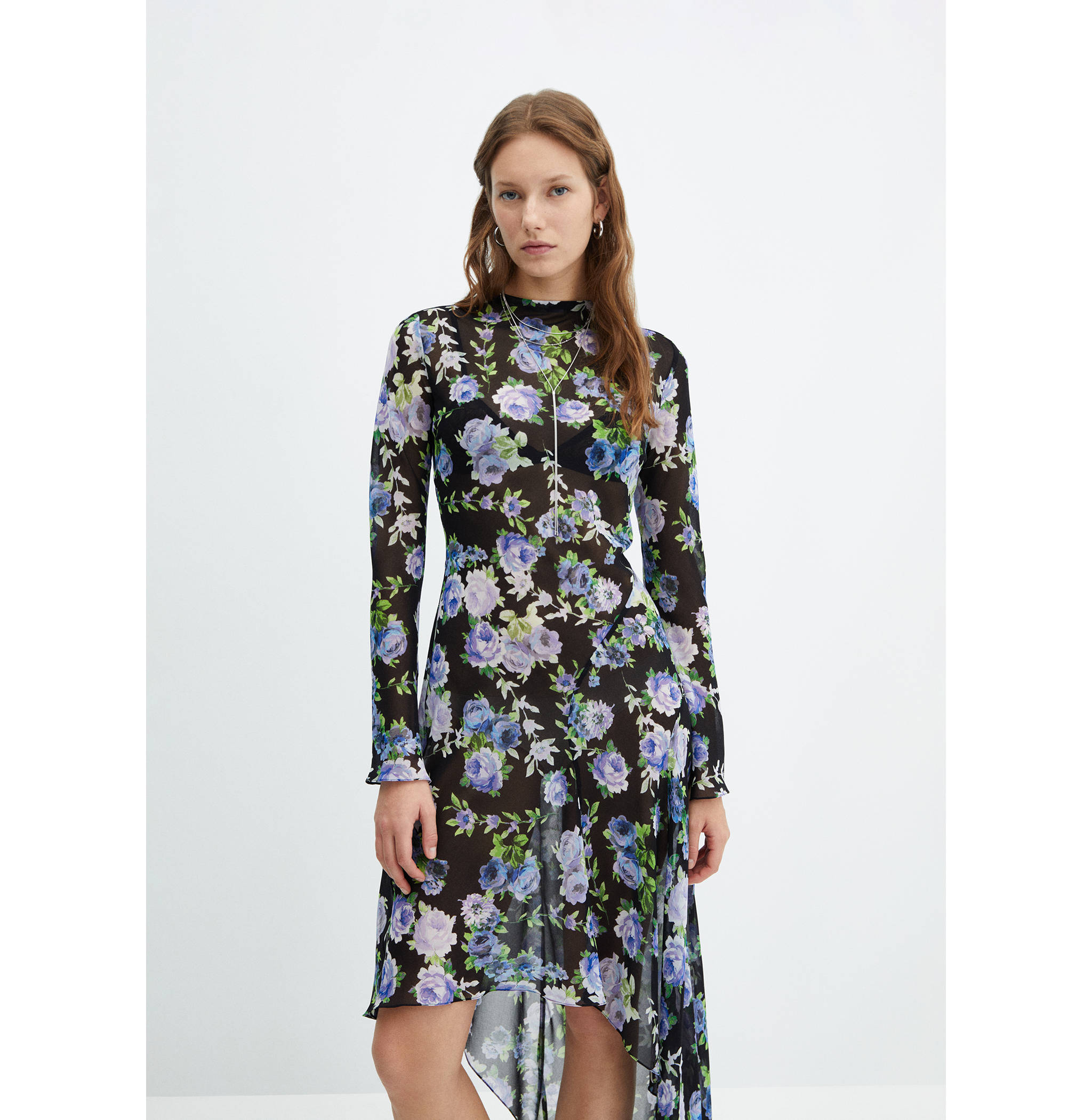 Asymmetrical floral dress - Medium plane