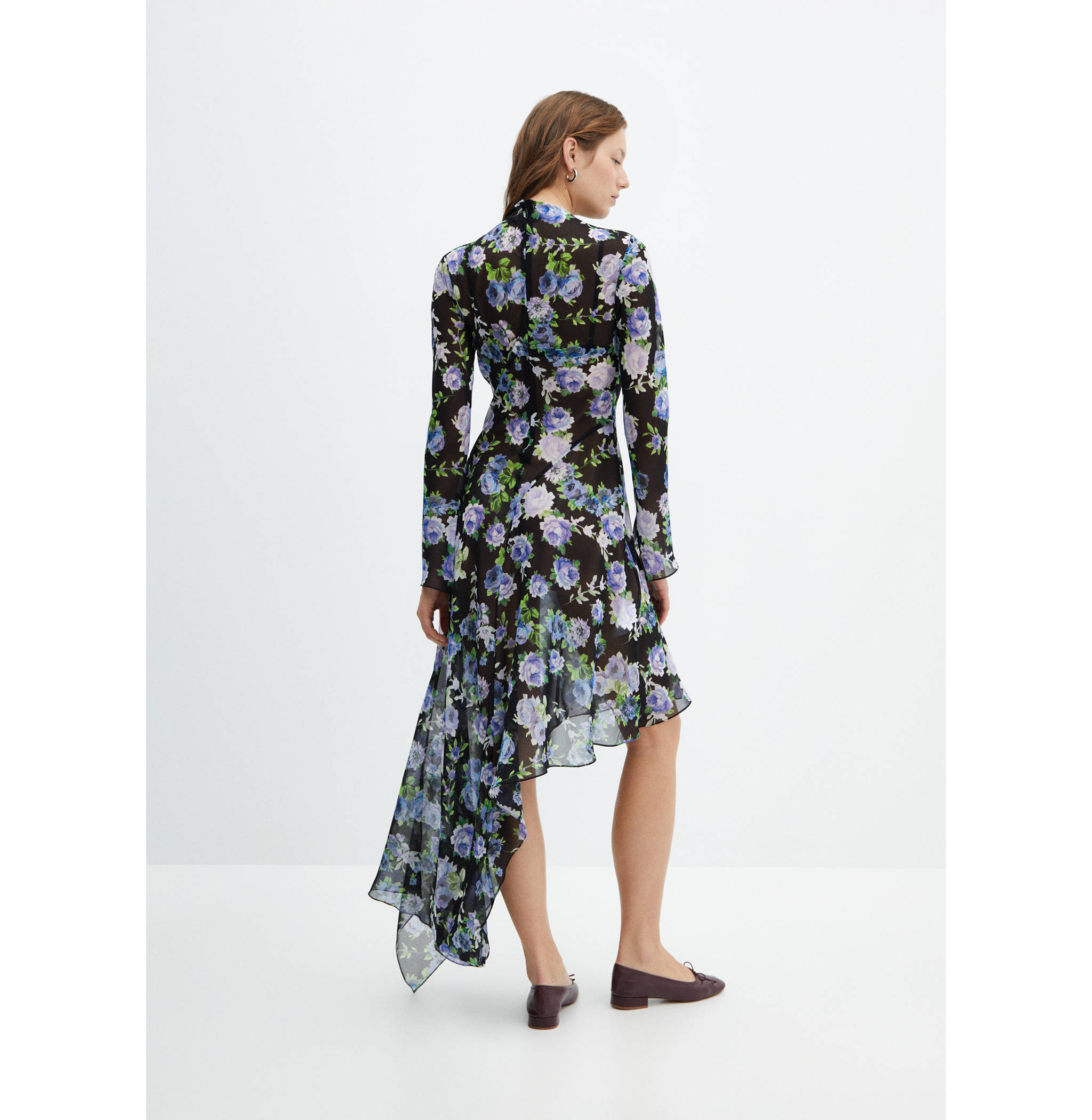 Asymmetrical floral dress - Reverse of the article