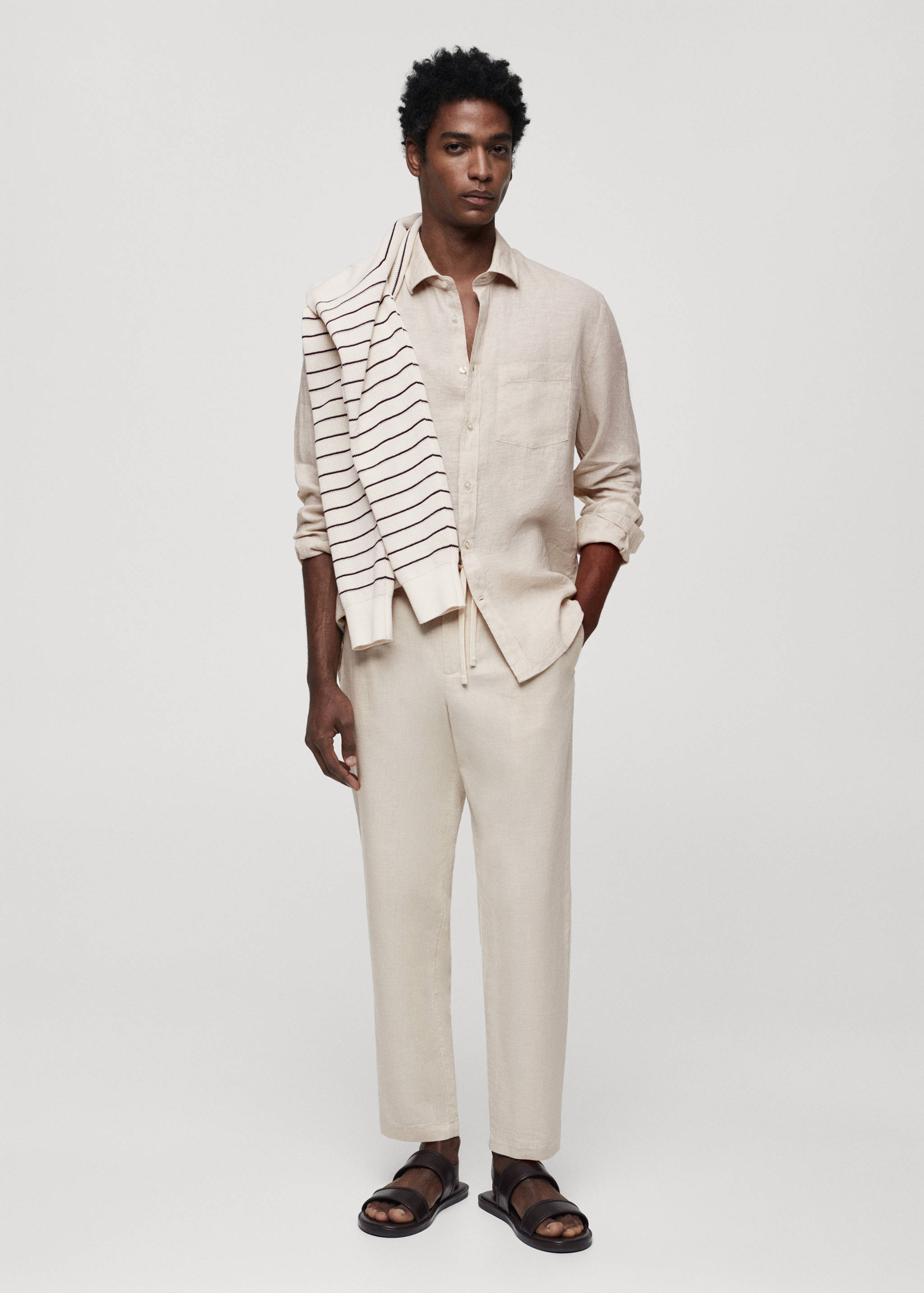 Classic fit 100% linen shirt - General plane