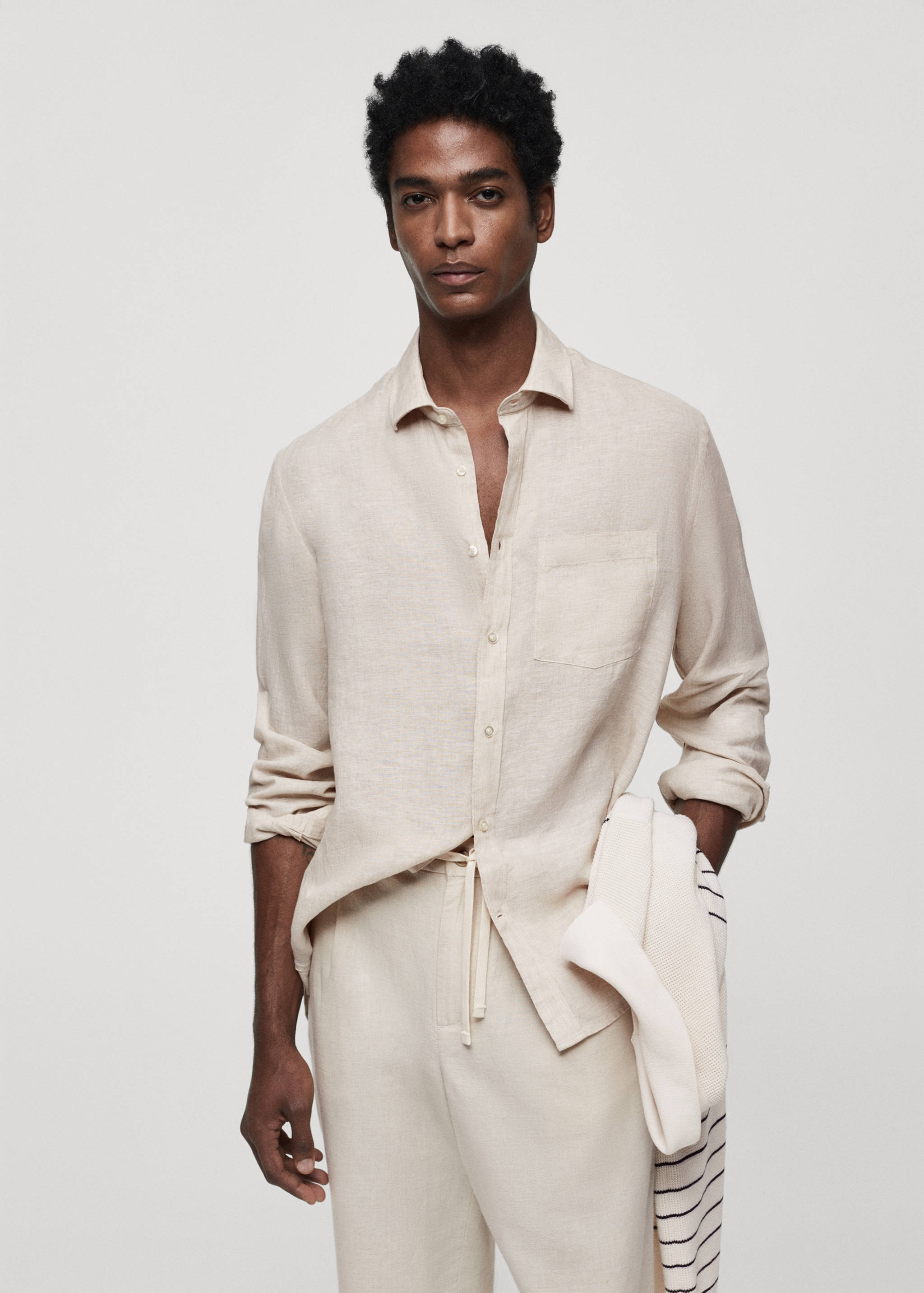 Classic fit 100% linen shirt - Medium plane