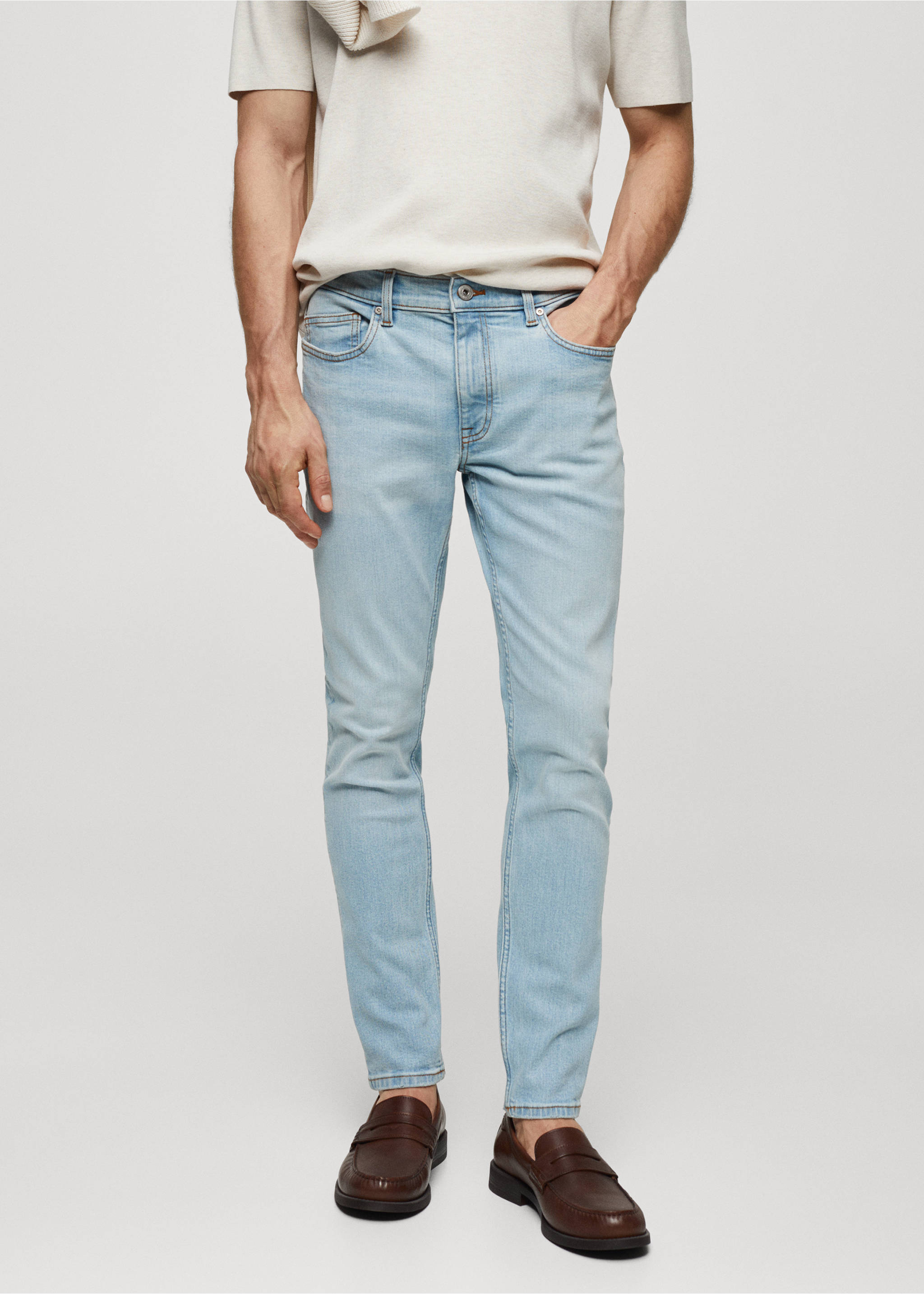 Jeans skinny fit - Plano medio, Azul claro. Ref: 67055987-00.