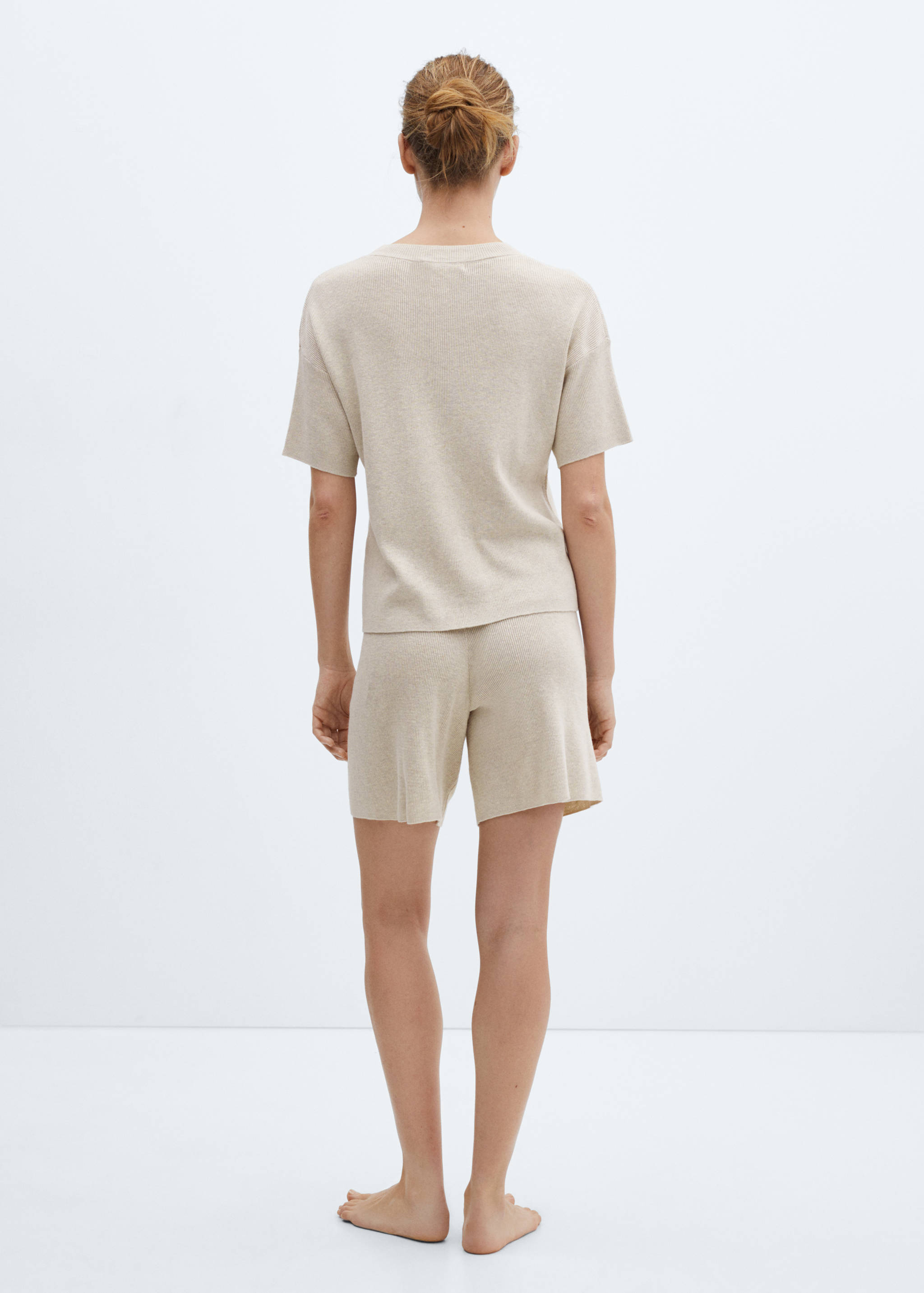 Pyjama-Strickshorts aus Baumwolle mit Leinen - Rückseite des Artikels