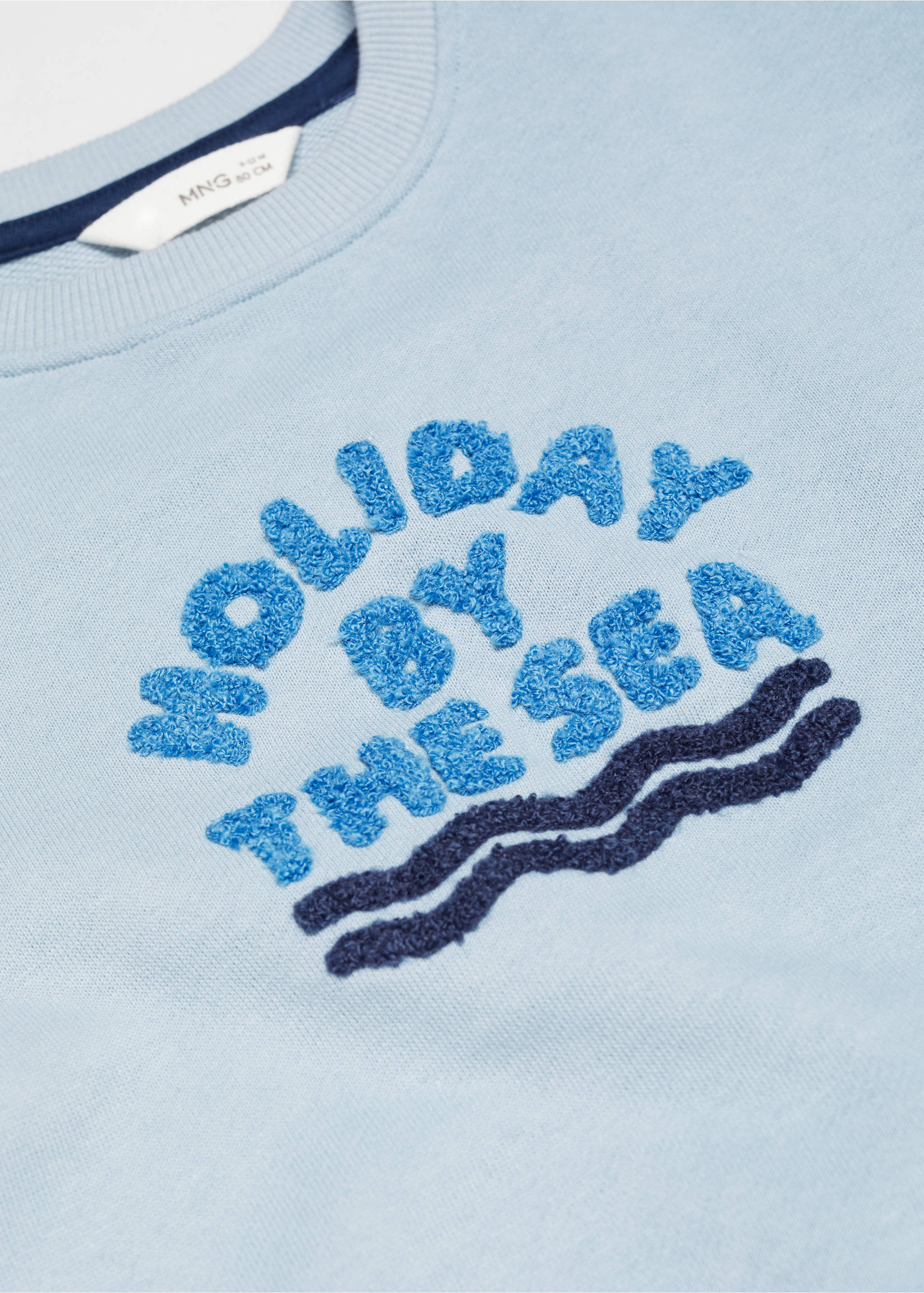 Textured message sweatshirt - Details of the article 0, Sky Blue. Ref: 67056005-00.