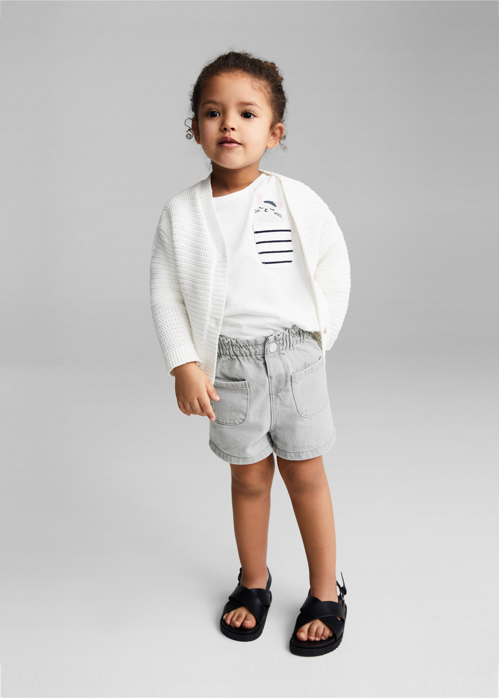 Paperbag-Shorts - Allgemeine Ansicht, Denim Grau. Ref: 67056007-00.