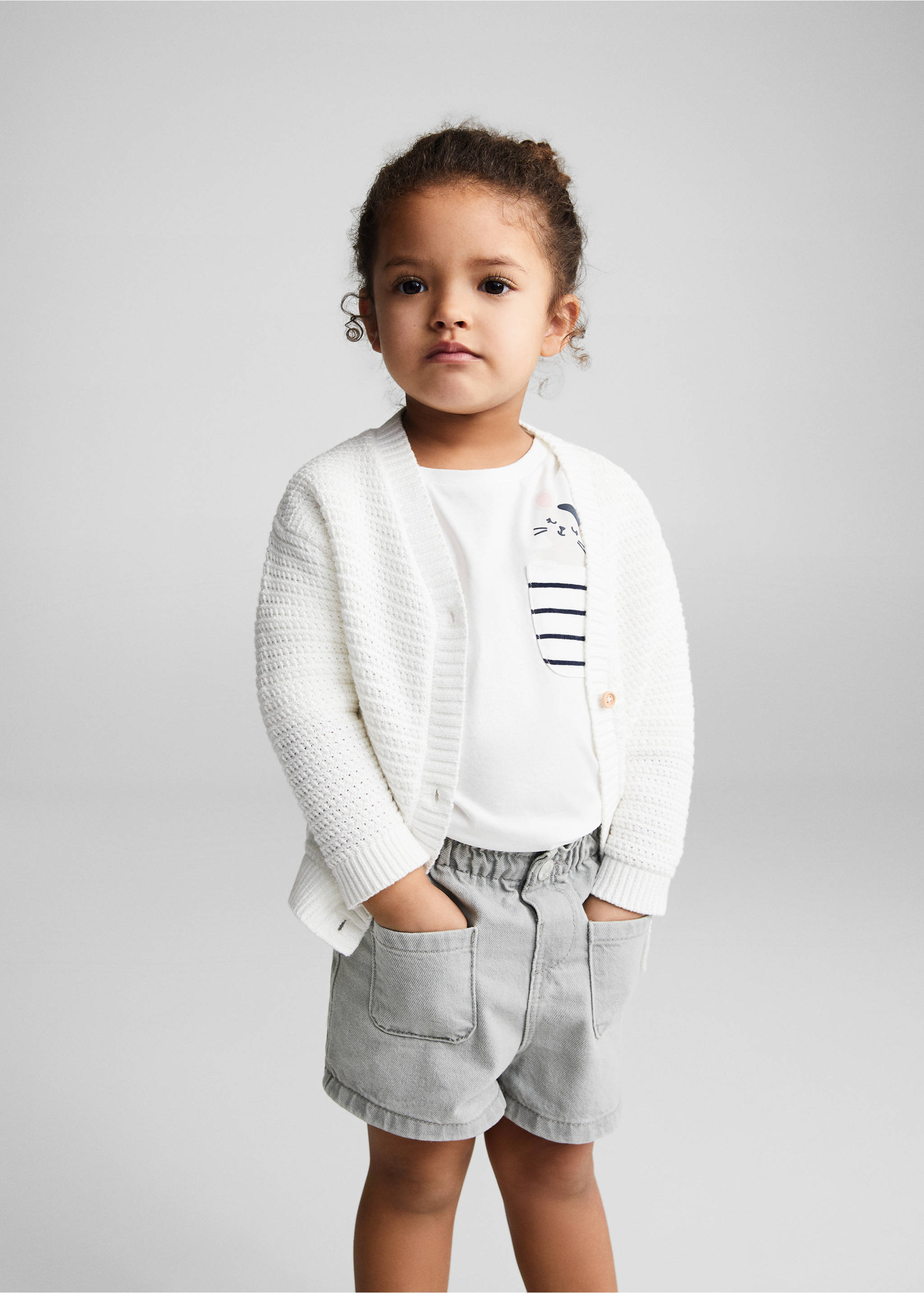 Paperbag-Shorts - Mittlere Ansicht, Denim Grau. Ref: 67056007-00.