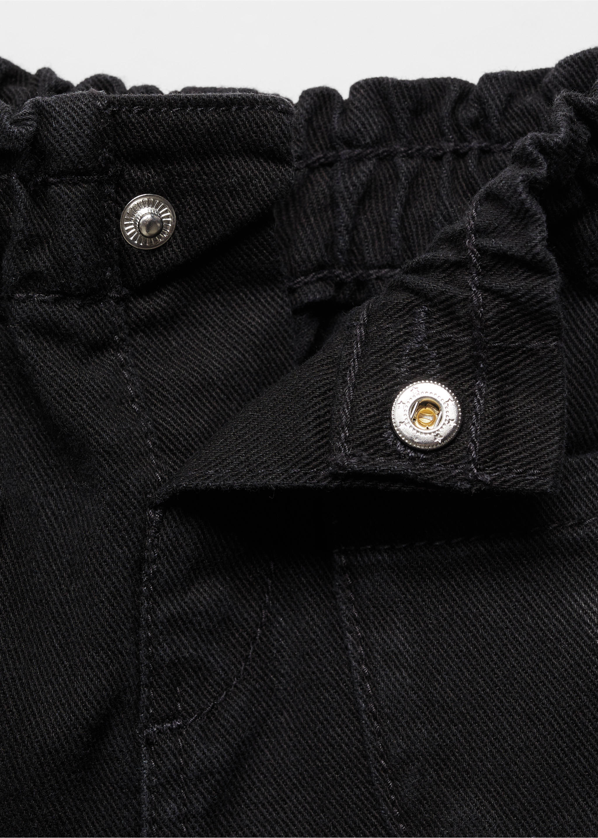 Paperbag-Shorts - Detail des Artikels 8, Black denim. Ref: 67056007-00.