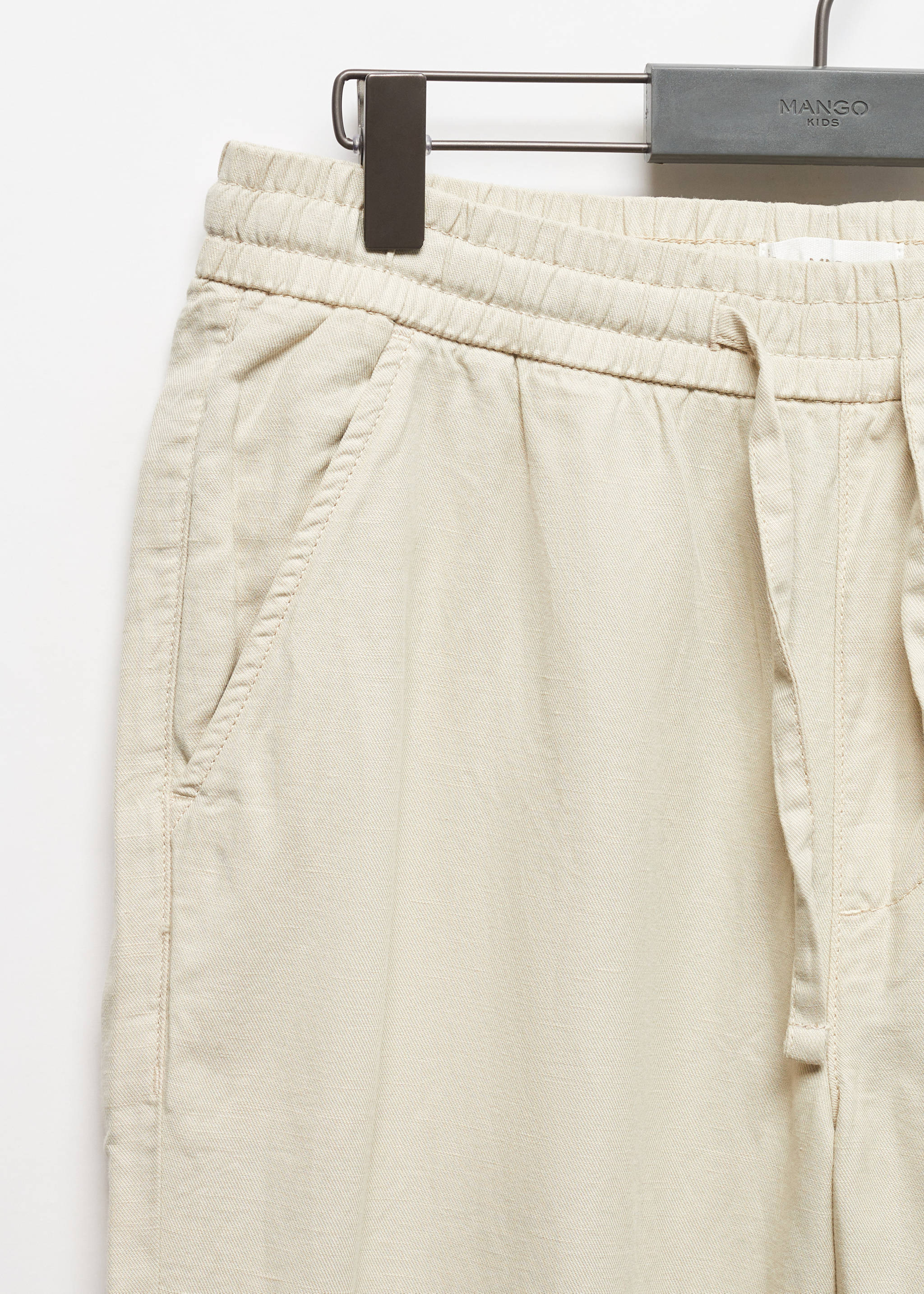 Linen-blend elastic waist trousers - Details of the article 8
