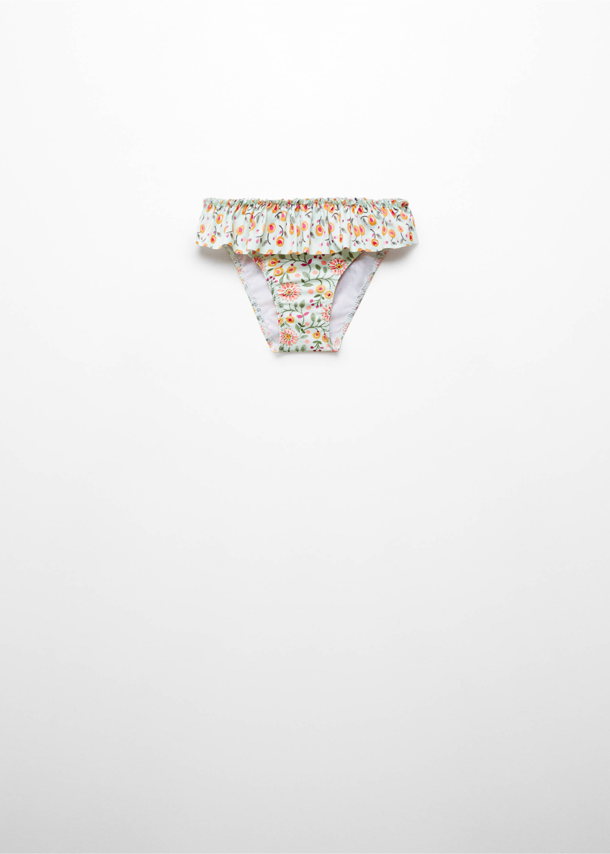 Ruffled floral bikini bottom - Article without model, Pastel Green. Ref: 67056023-00.