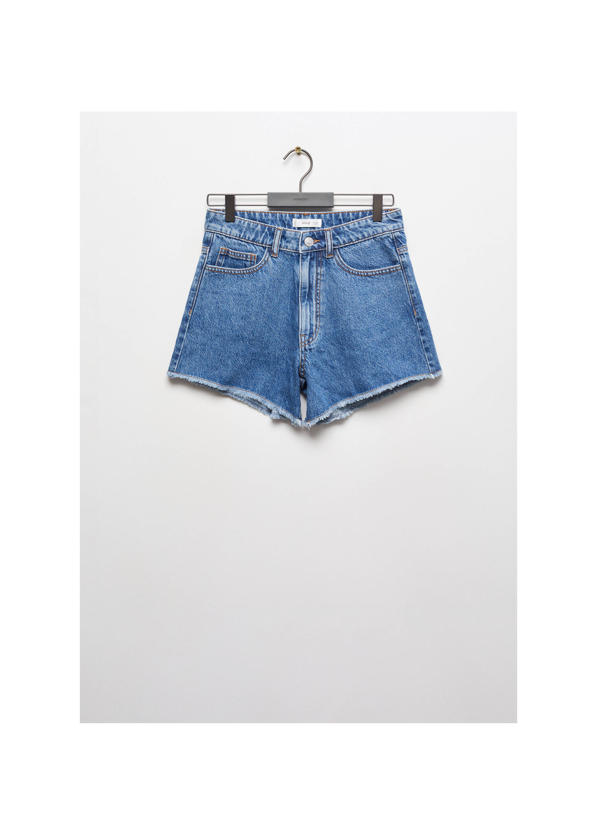 Medium-waist denim shorts - Article without model, Medium Blue. Ref: 67056025-00.