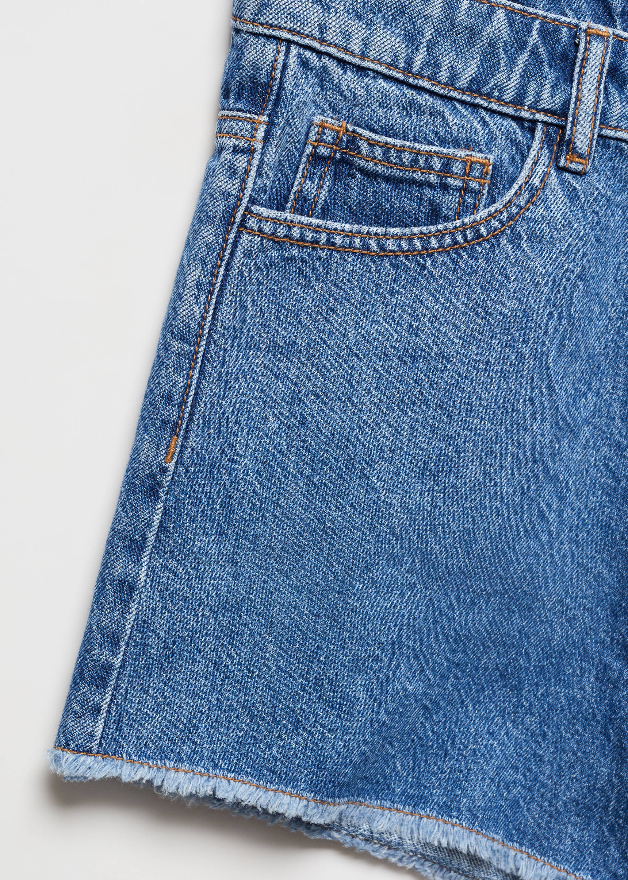 Medium-waist denim shorts - Details of the article 8, Medium Blue. Ref: 67056025-00.
