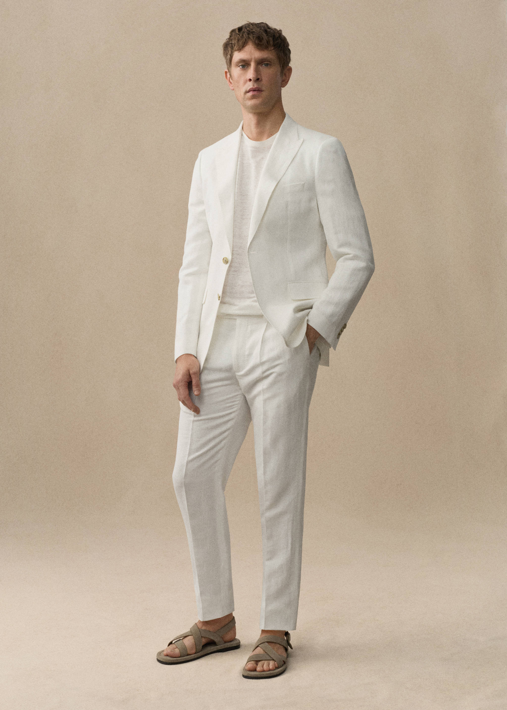 Slim-fit linen and cotton suit jacket - Details of the article 5