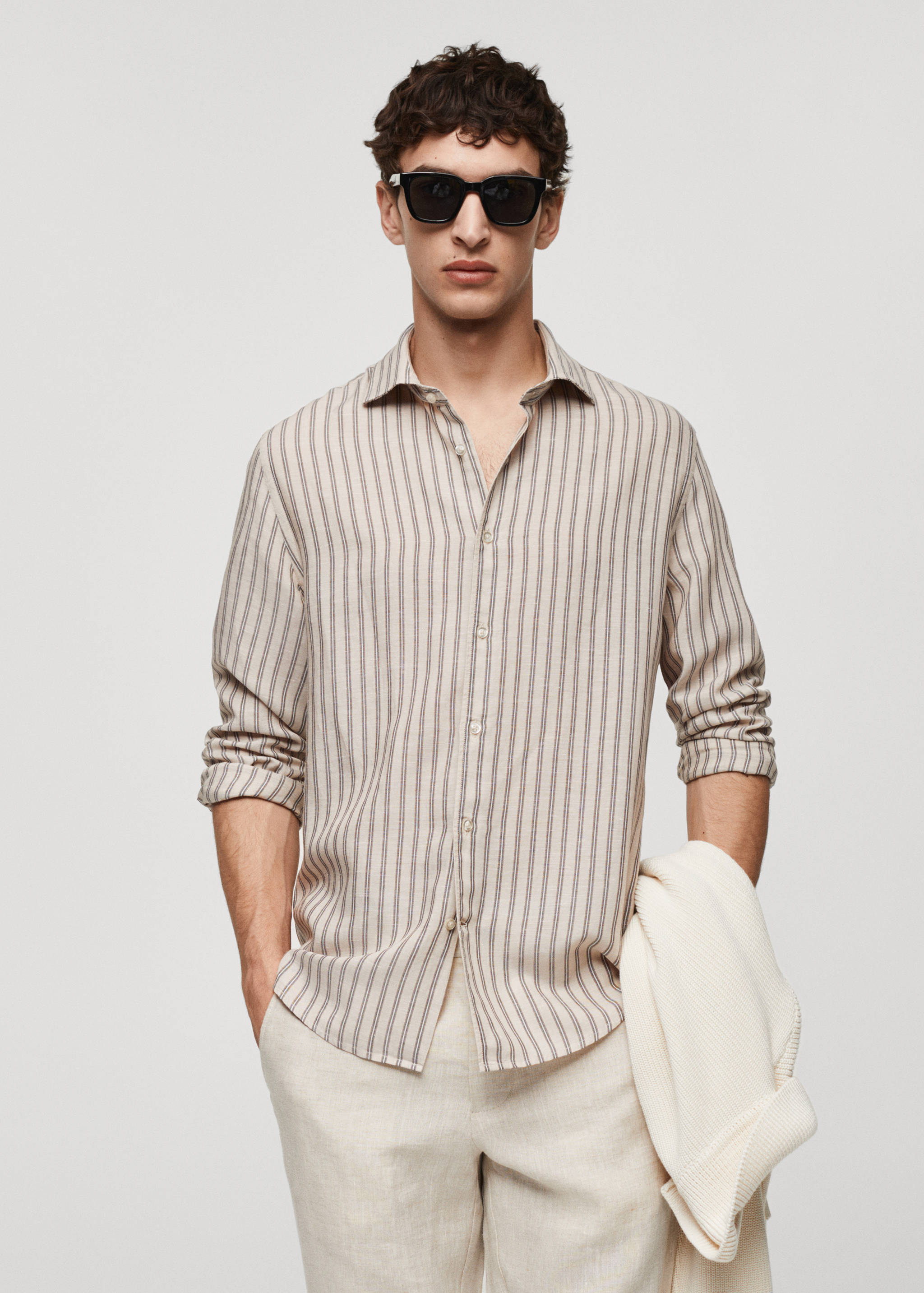 Chemise rayures Tencel et lin mélangés - Plan moyen