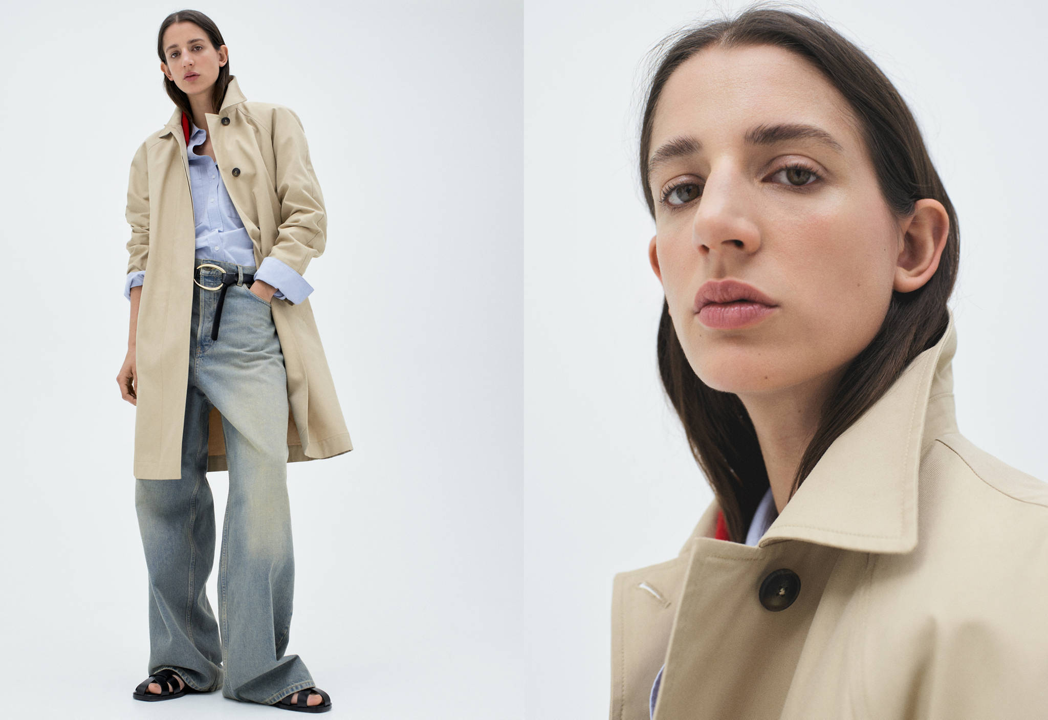 Cotton trench coat with belt - Panoramic plane