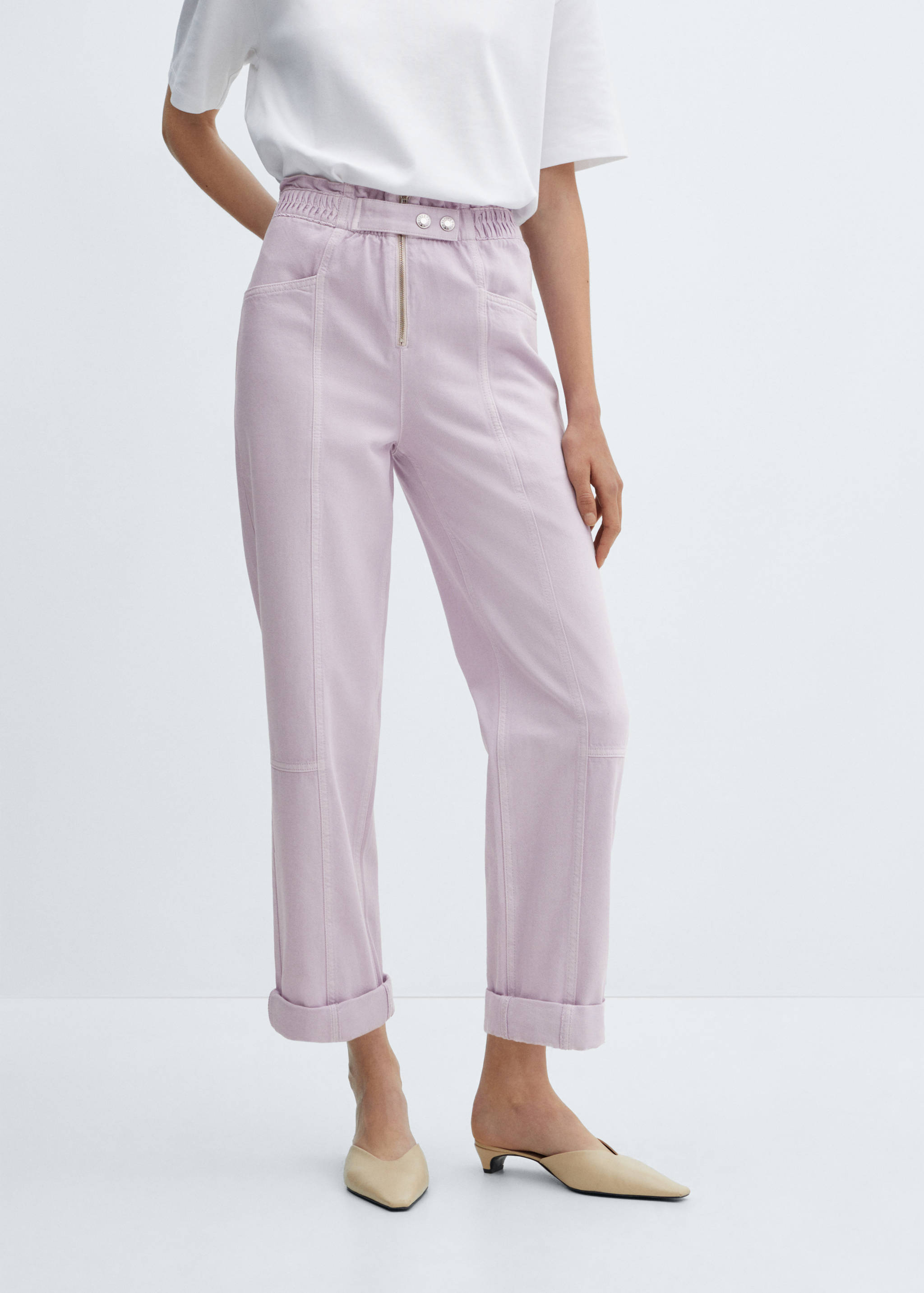 Jeans slouchy elastico in vita - Piano medio