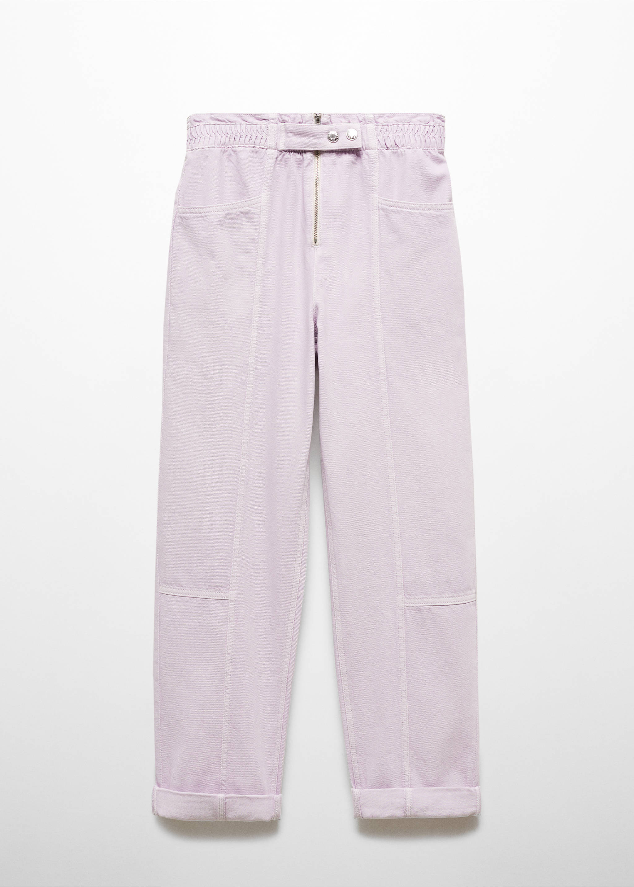 Jeans slouchy med strikk i livet - Artikkel uten modell, Lys/pastell lilla. Ref: 67056323-00.