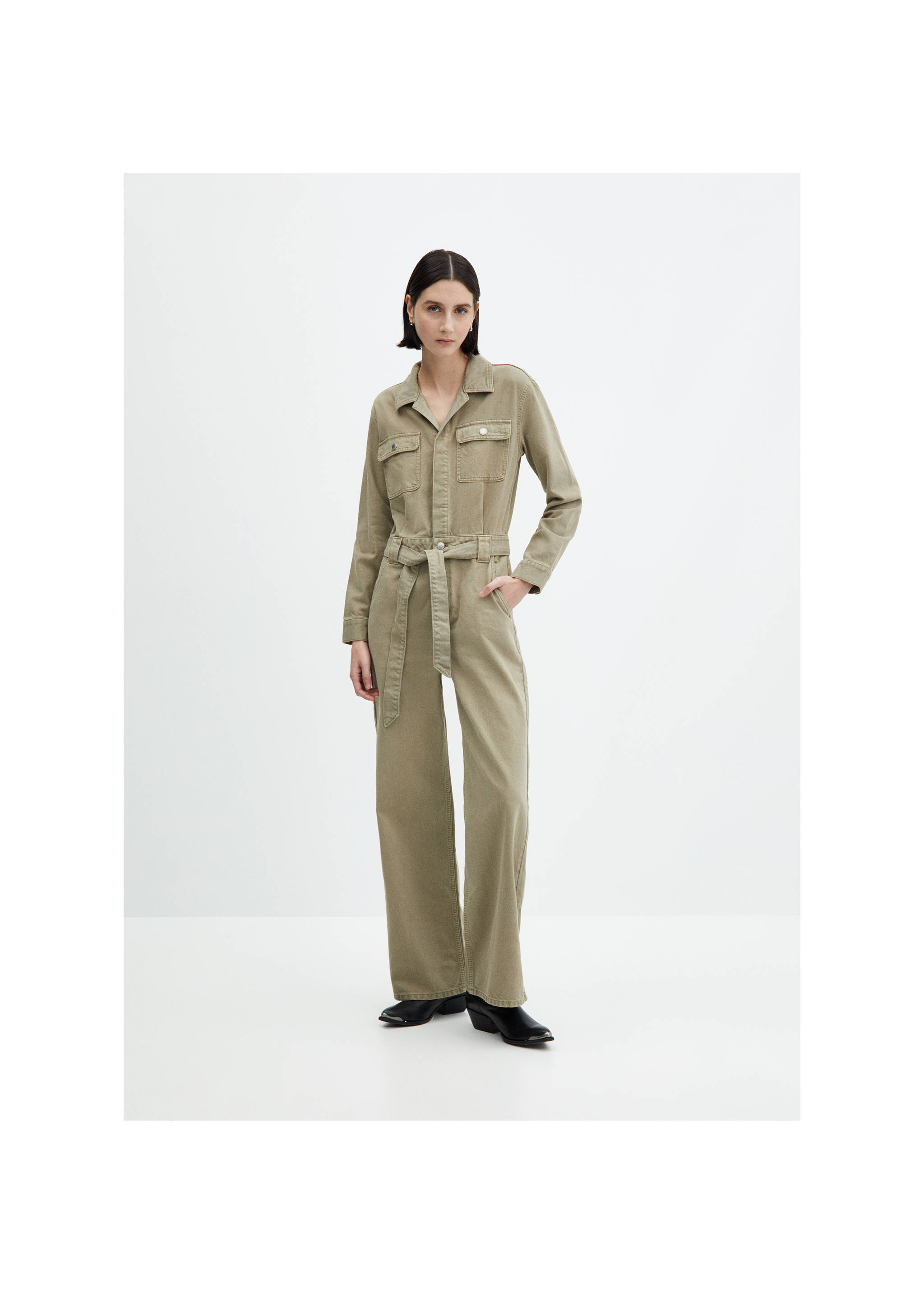 Denim jumpsuit belt - General plane, Khaki. Ref: 67056329-00.