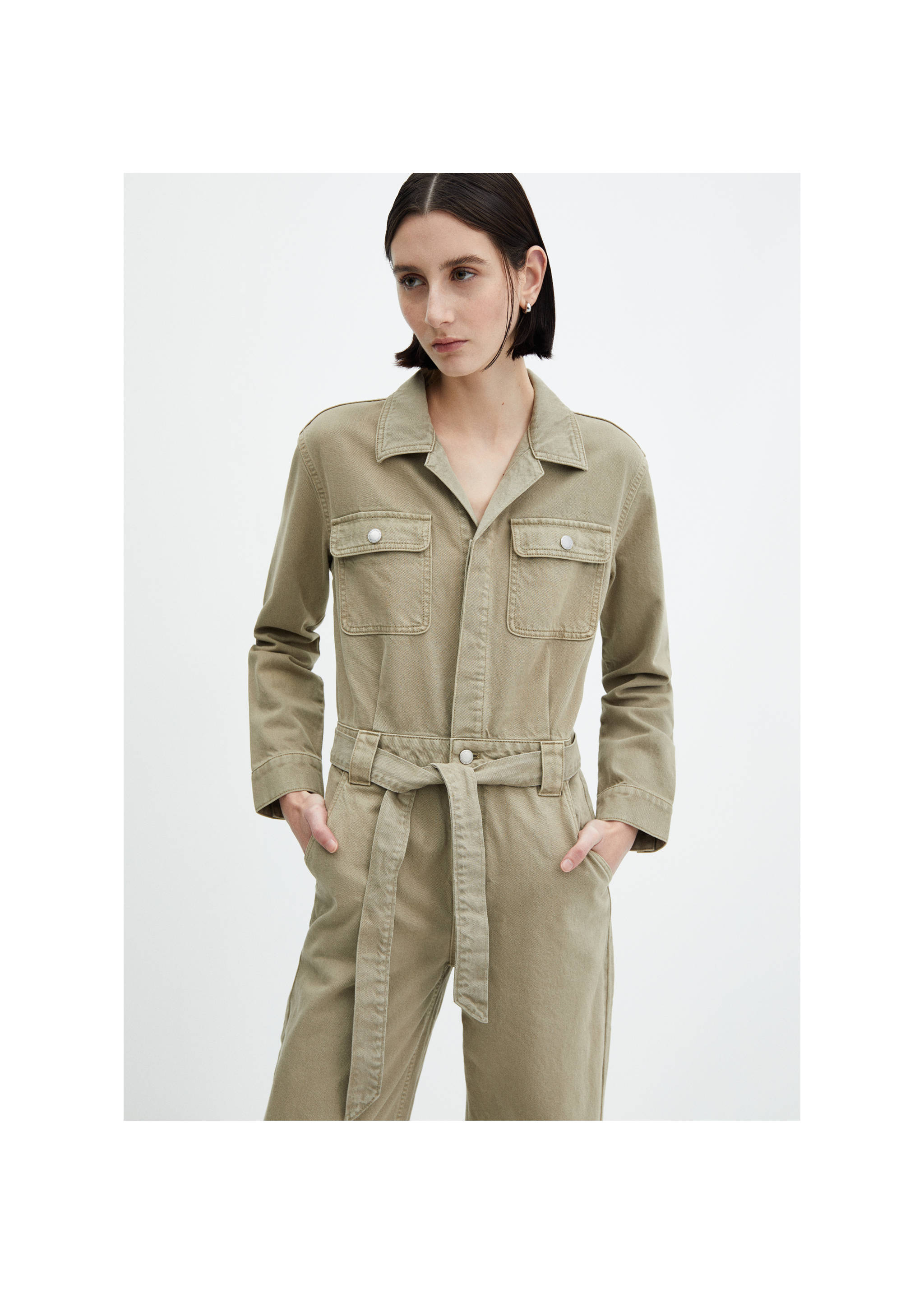 Denim jumpsuit belt - Medium plane, Khaki. Ref: 67056329-00.