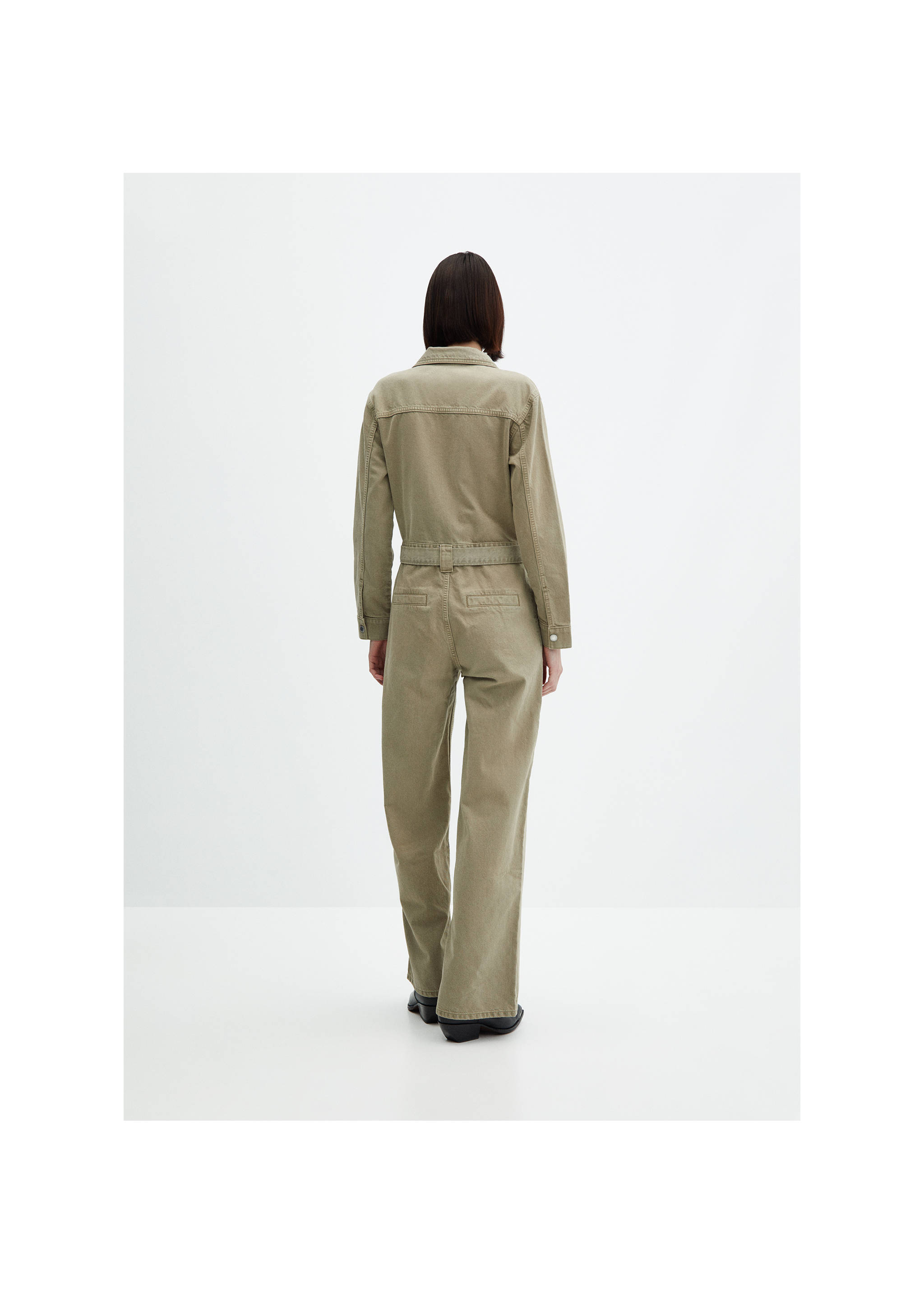 Denim jumpsuit belt - Reverse of the article, Khaki. Ref: 67056329-00.