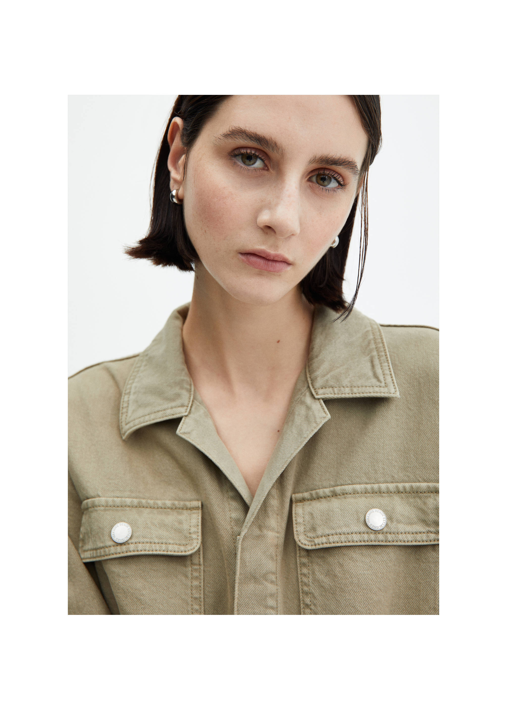 Denim jumpsuit belt - Details of the article 1, Khaki. Ref: 67056329-00.