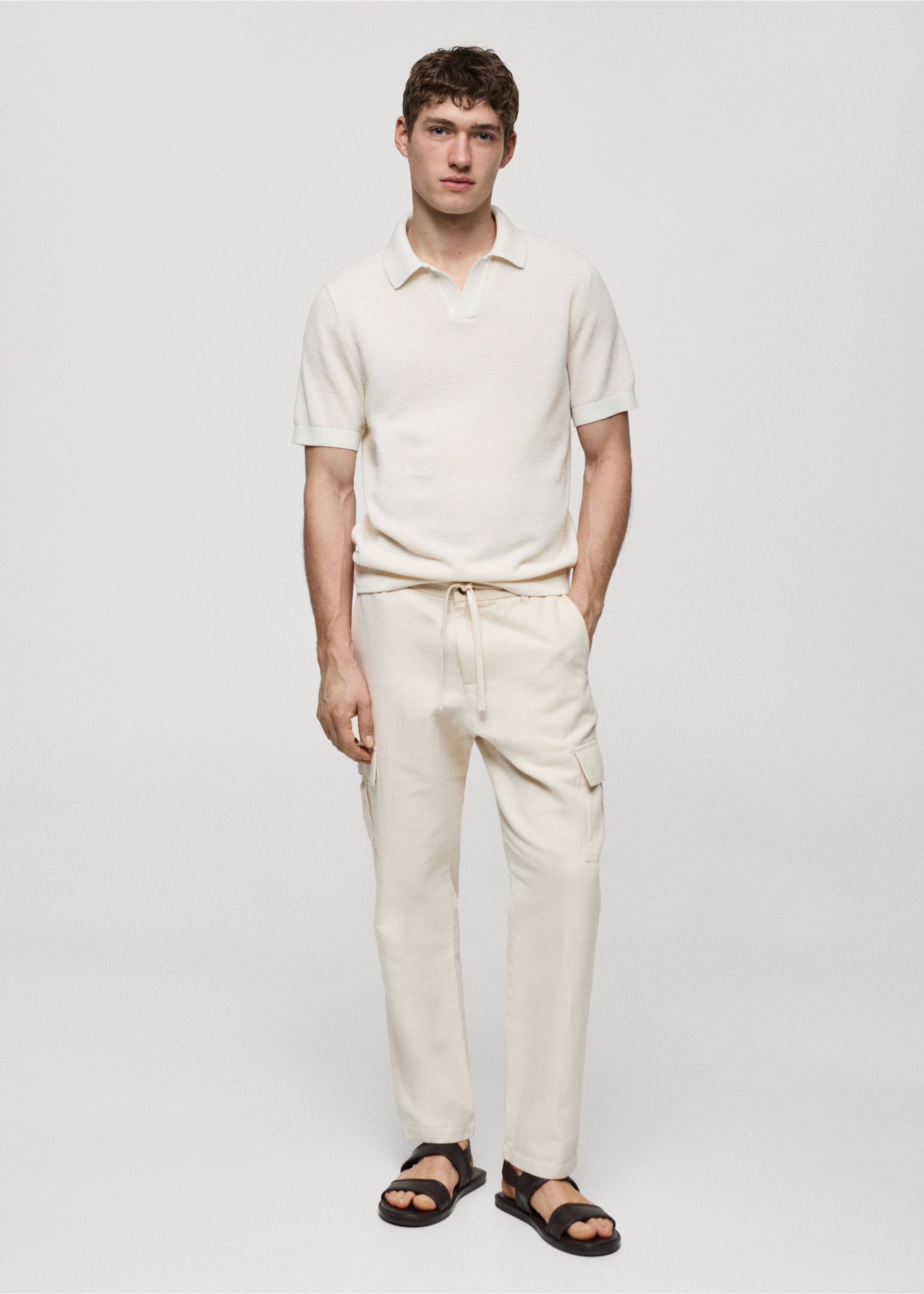 Cotton-linen cargo trousers - General plane