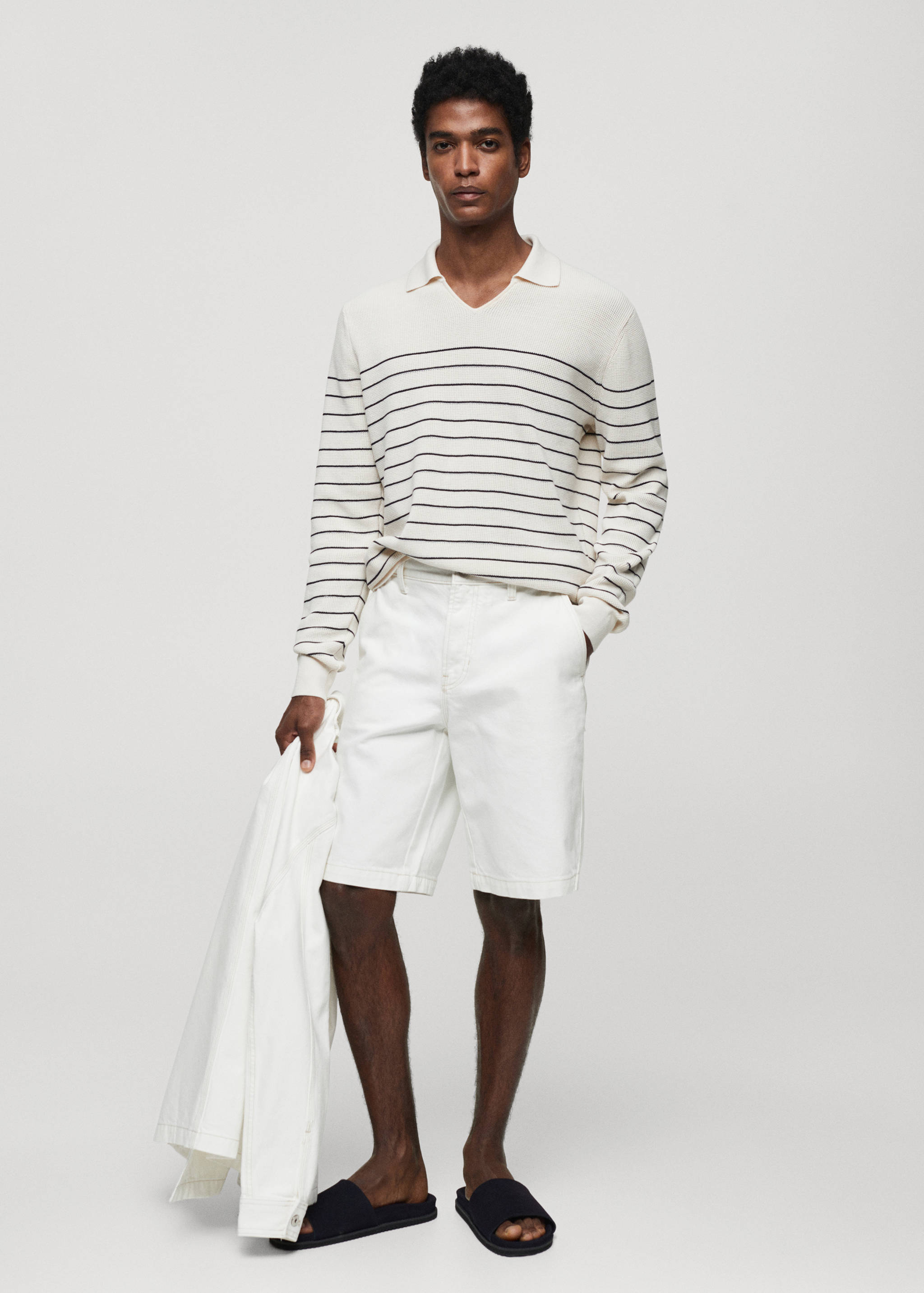 Cotton denim bermuda shorts - General plane