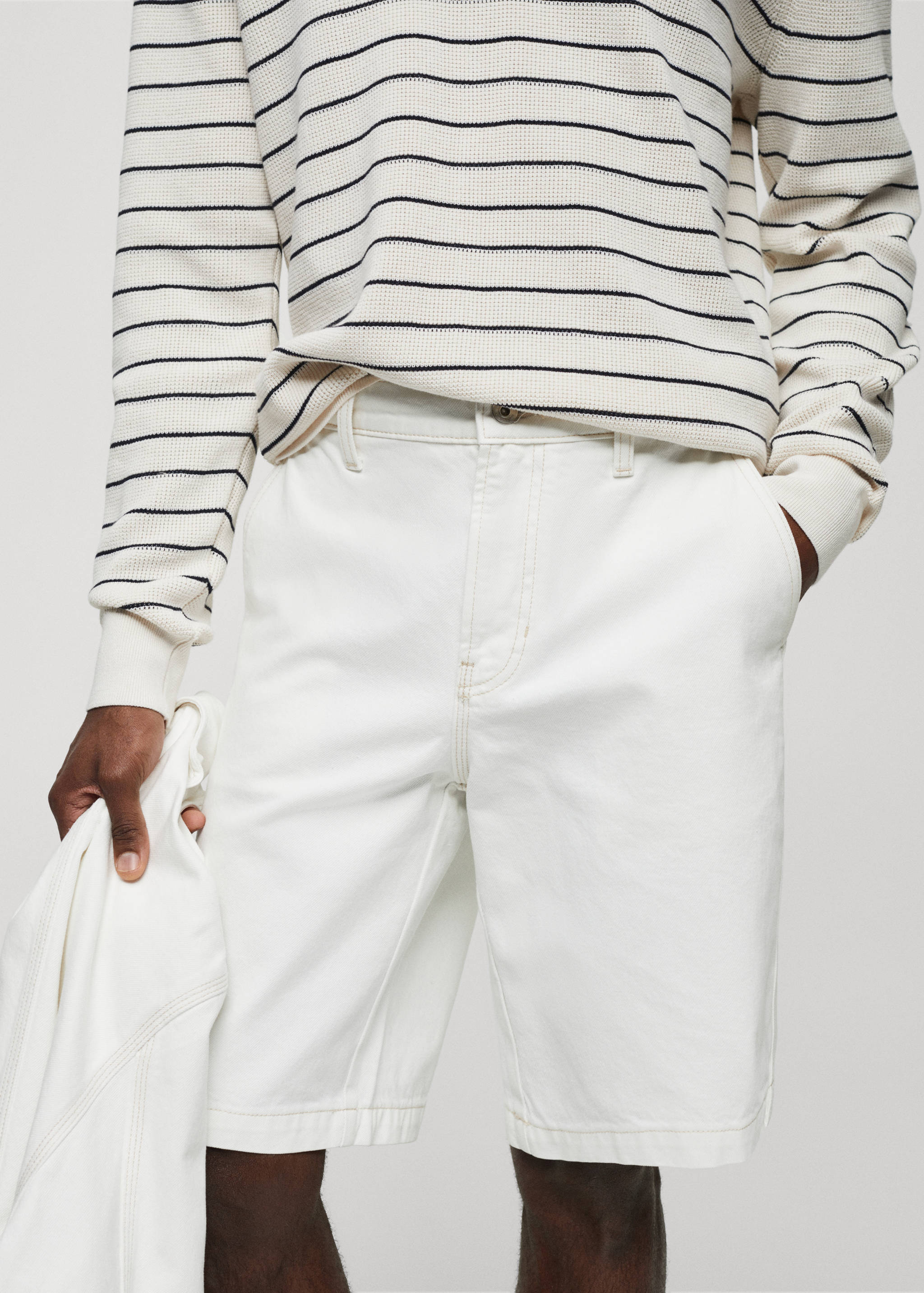 Cotton denim bermuda shorts - Details of the article 1