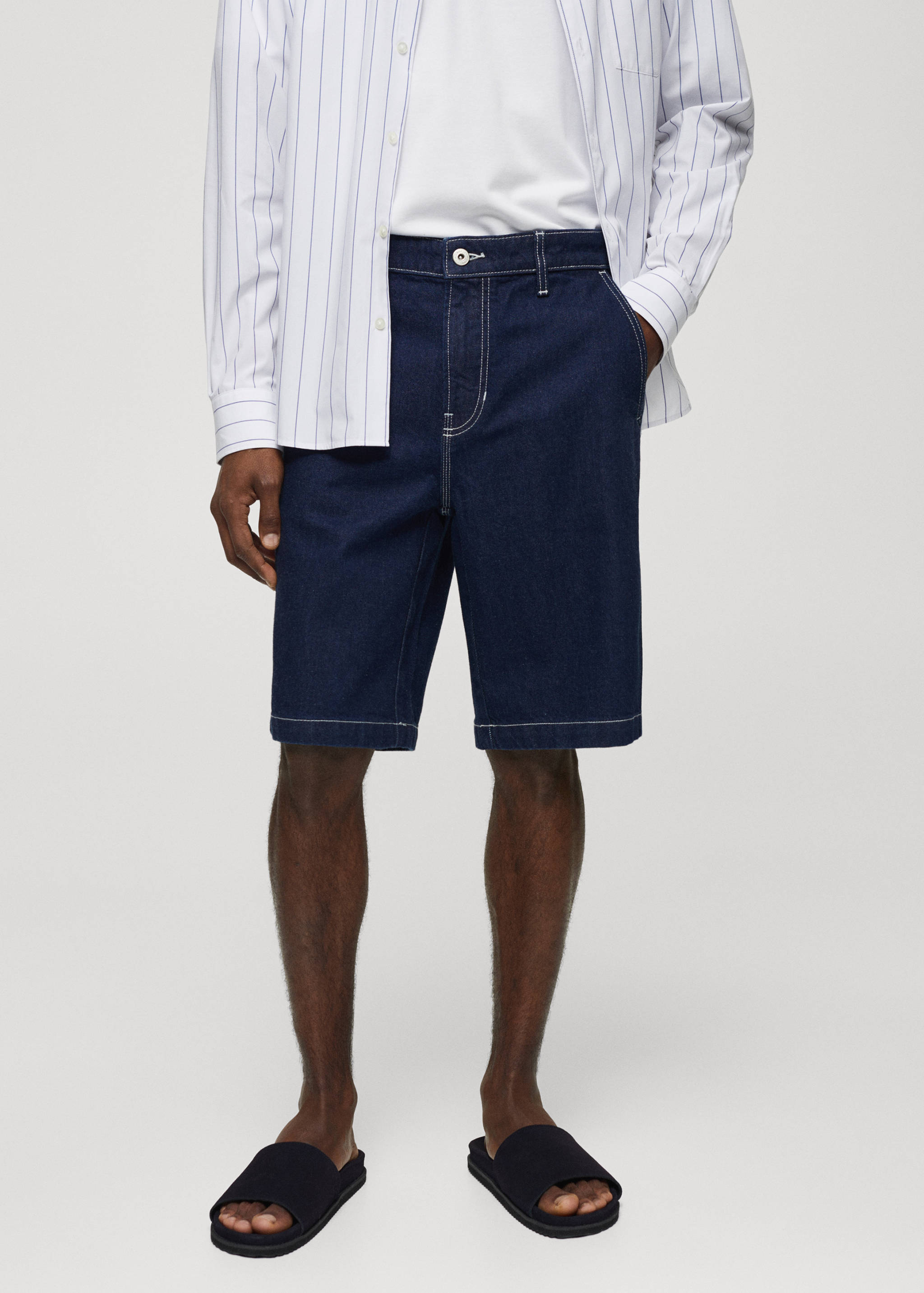 Cotton denim bermuda shorts - Medium plane