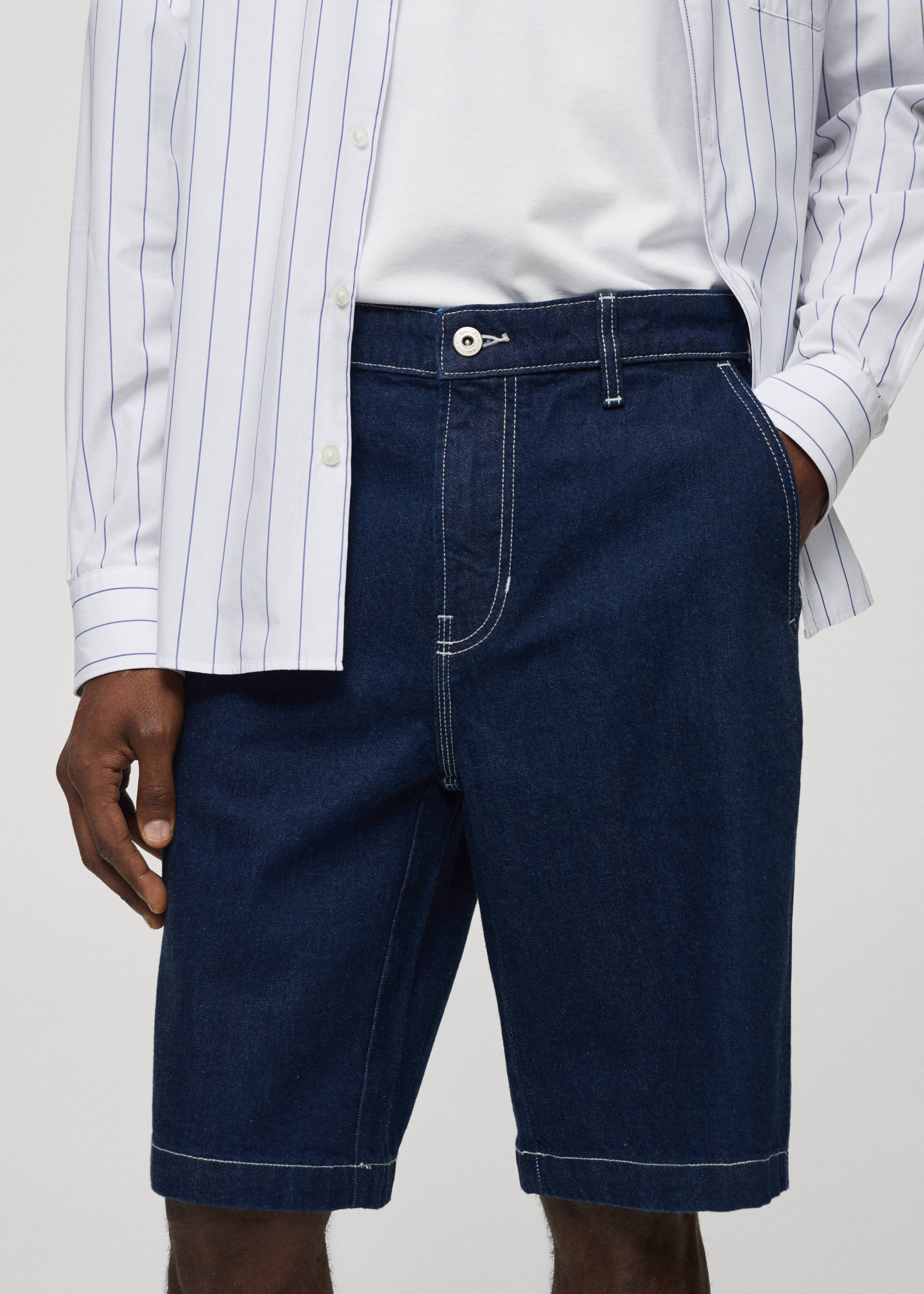 Cotton denim bermuda shorts - Details of the article 1