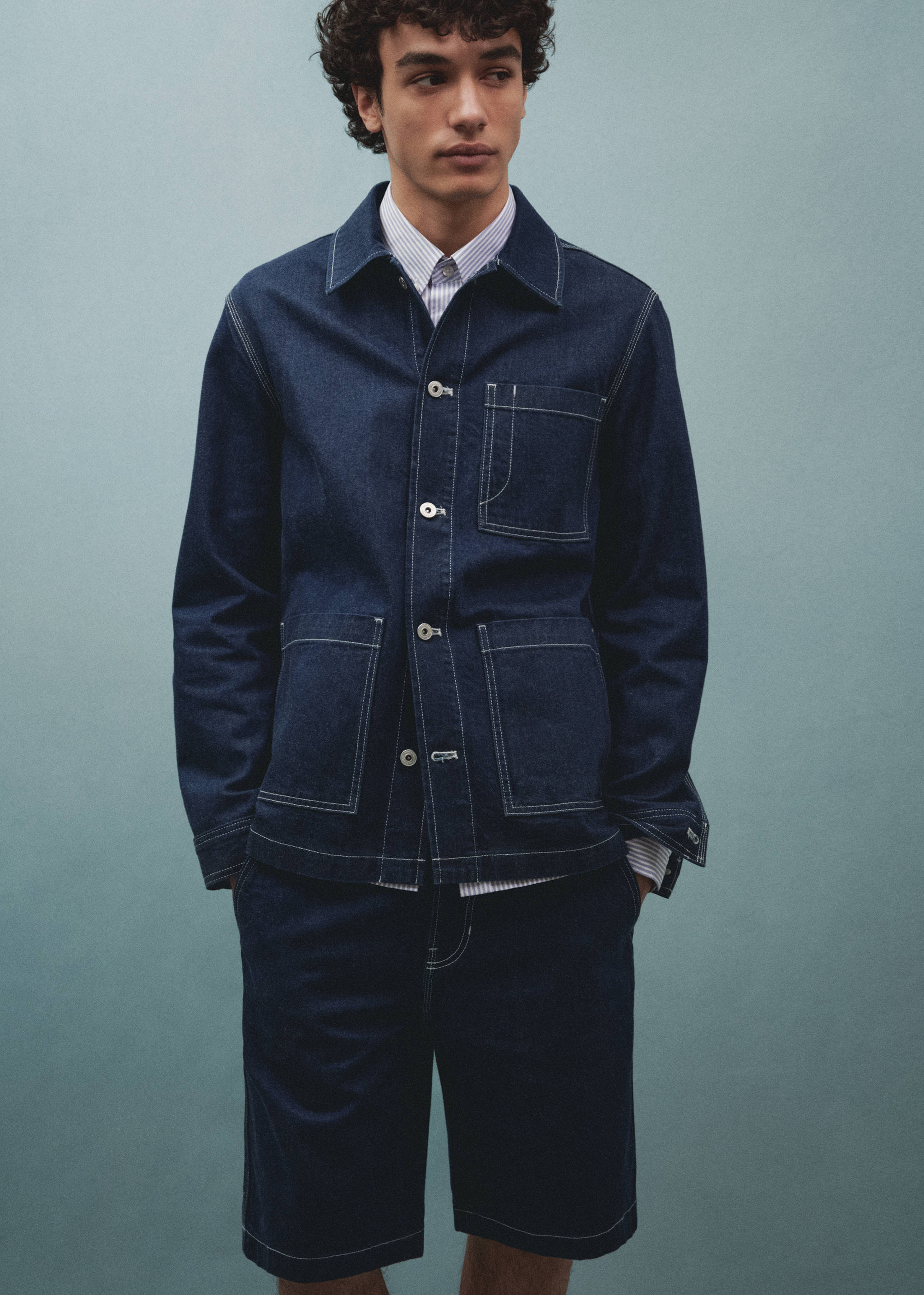 Cotton denim bermuda shorts - Details of the article 5