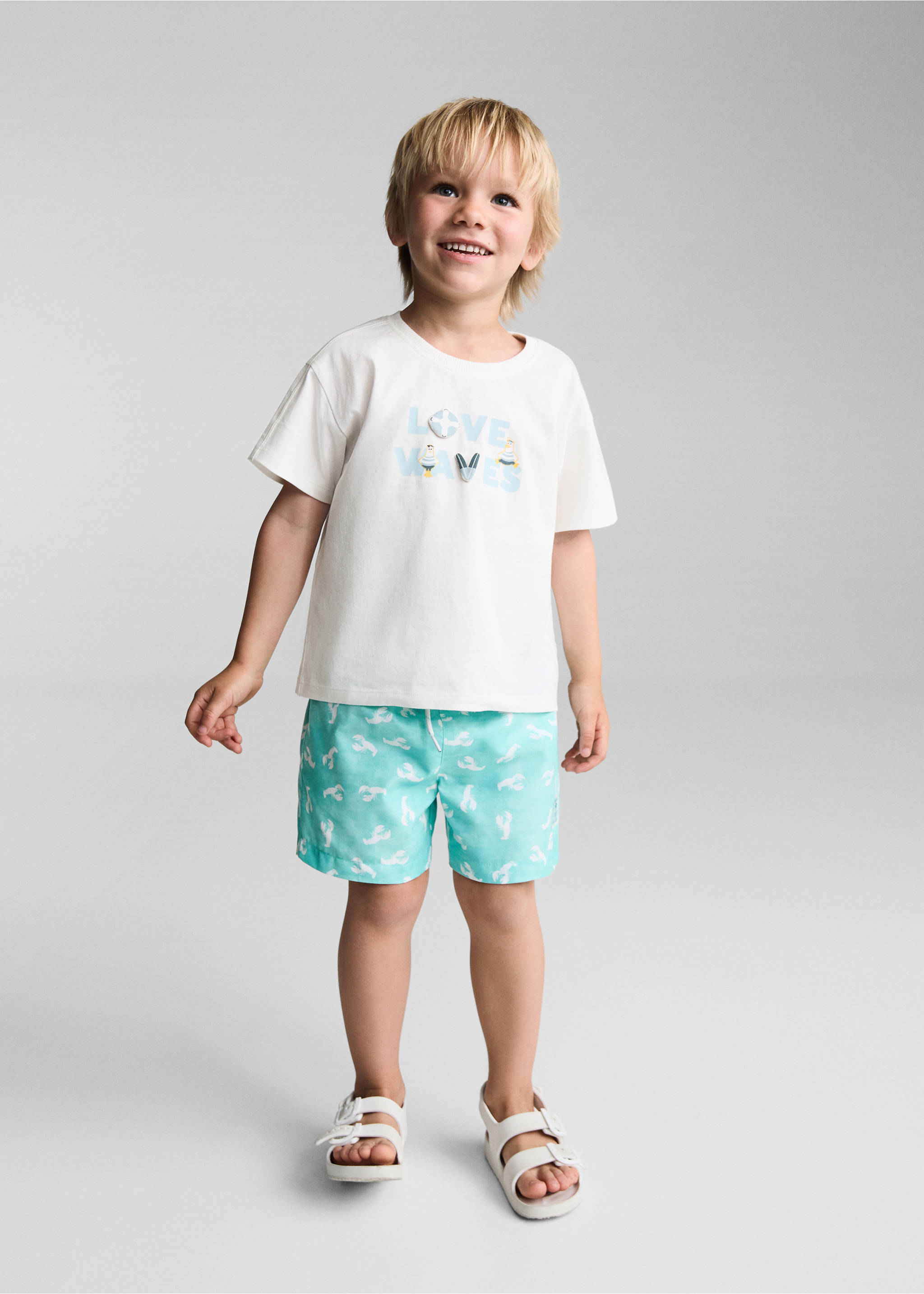 Plavky s potiskem langusty - Celkový náhled, Tyrkysová. Ref: 67056731-00.