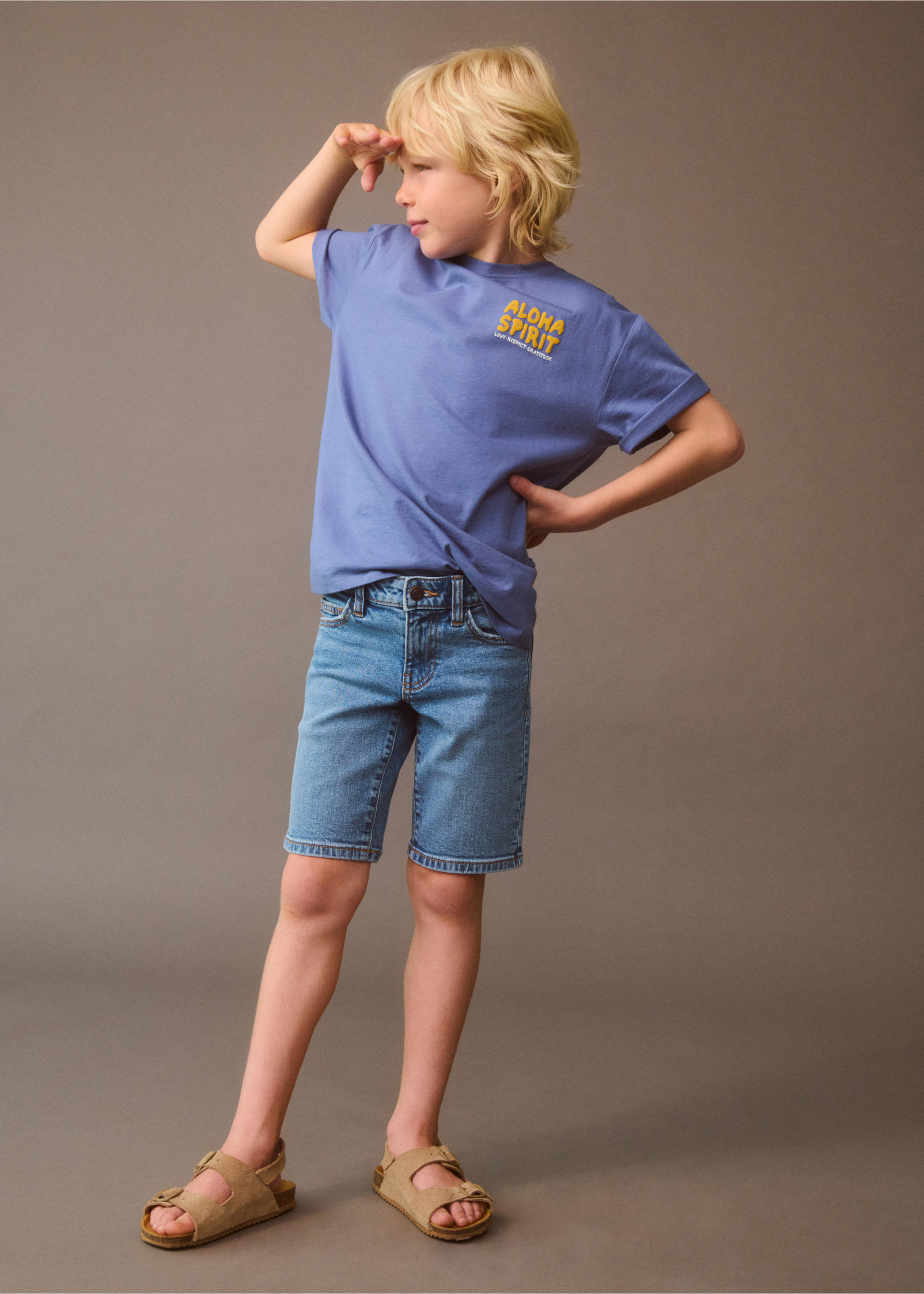Cotton denim shorts - Details of the article 7, Light Blue. Ref: 67057118-00.