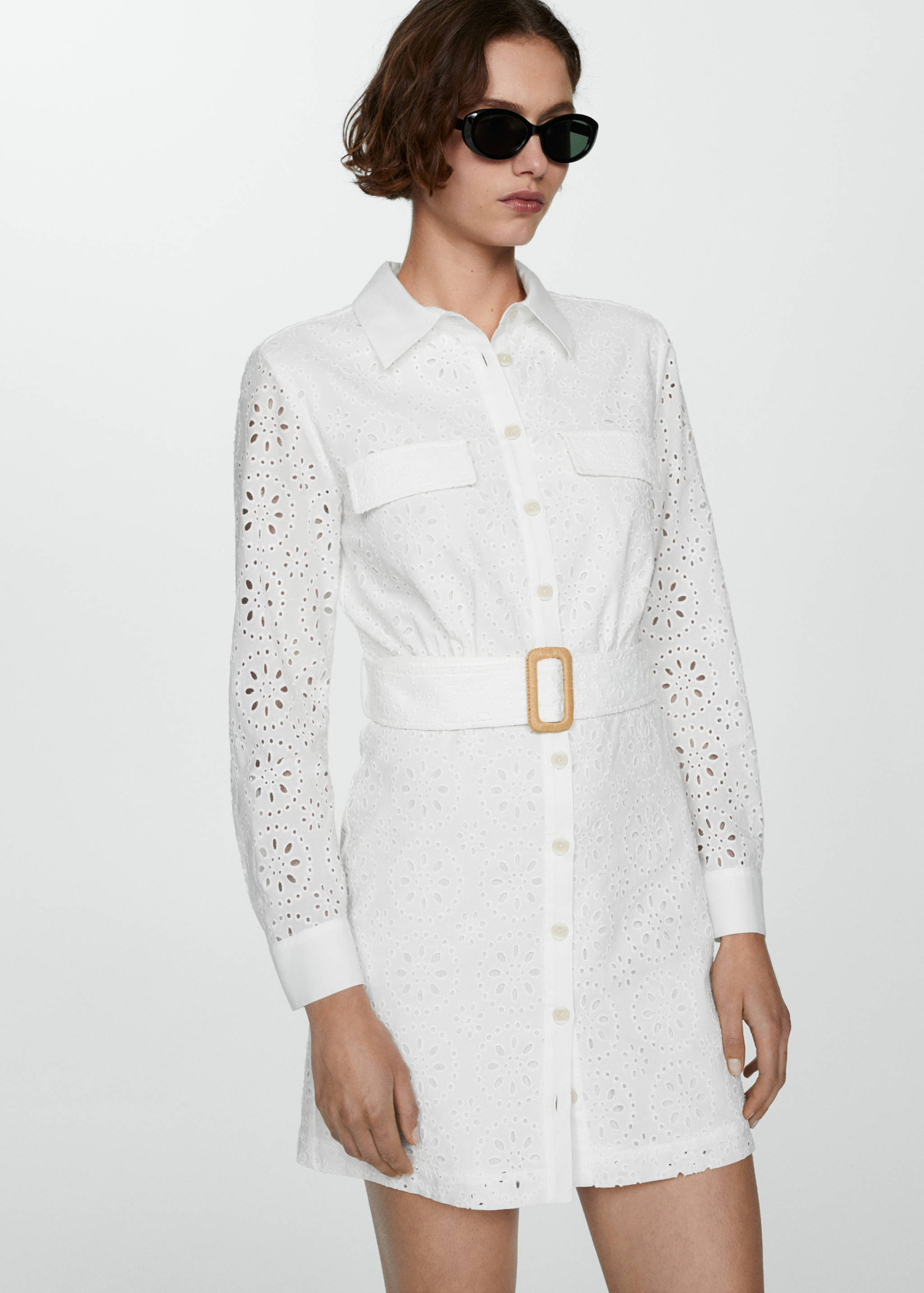 Swiss embroidered shirt dress - Medium plane