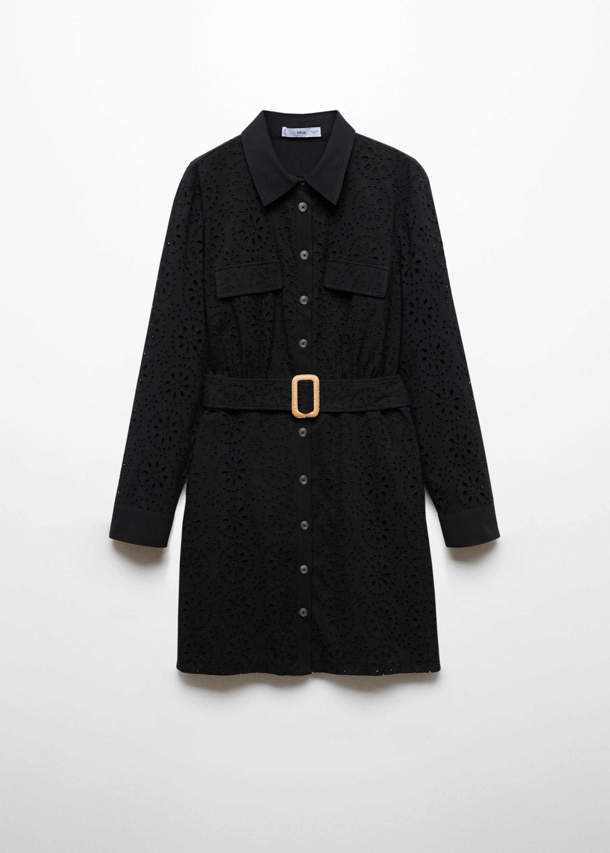 Rochie-cămașă cu broderie spartă - Articol fără model