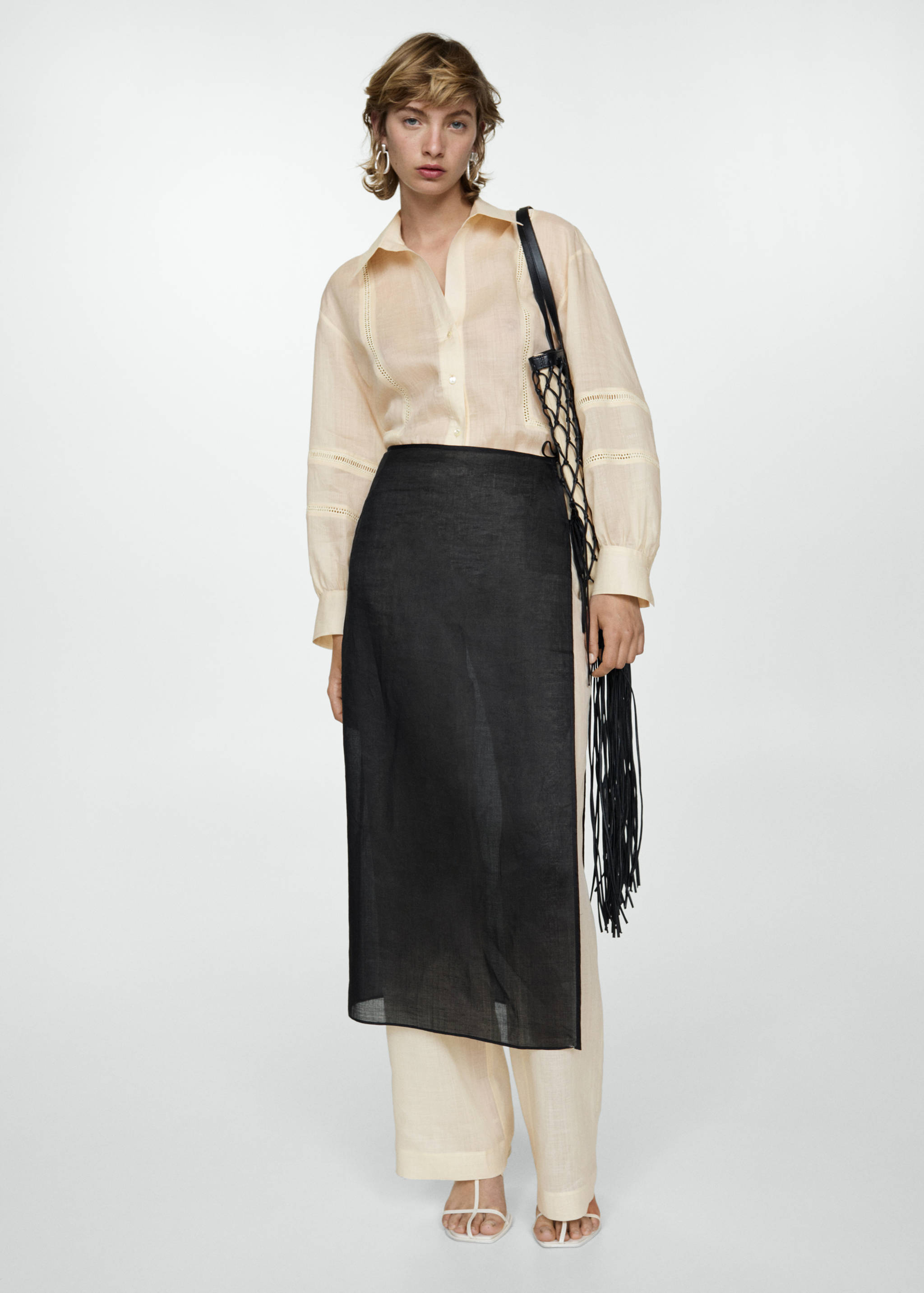 Ramie shirt with embroidered details - General plane