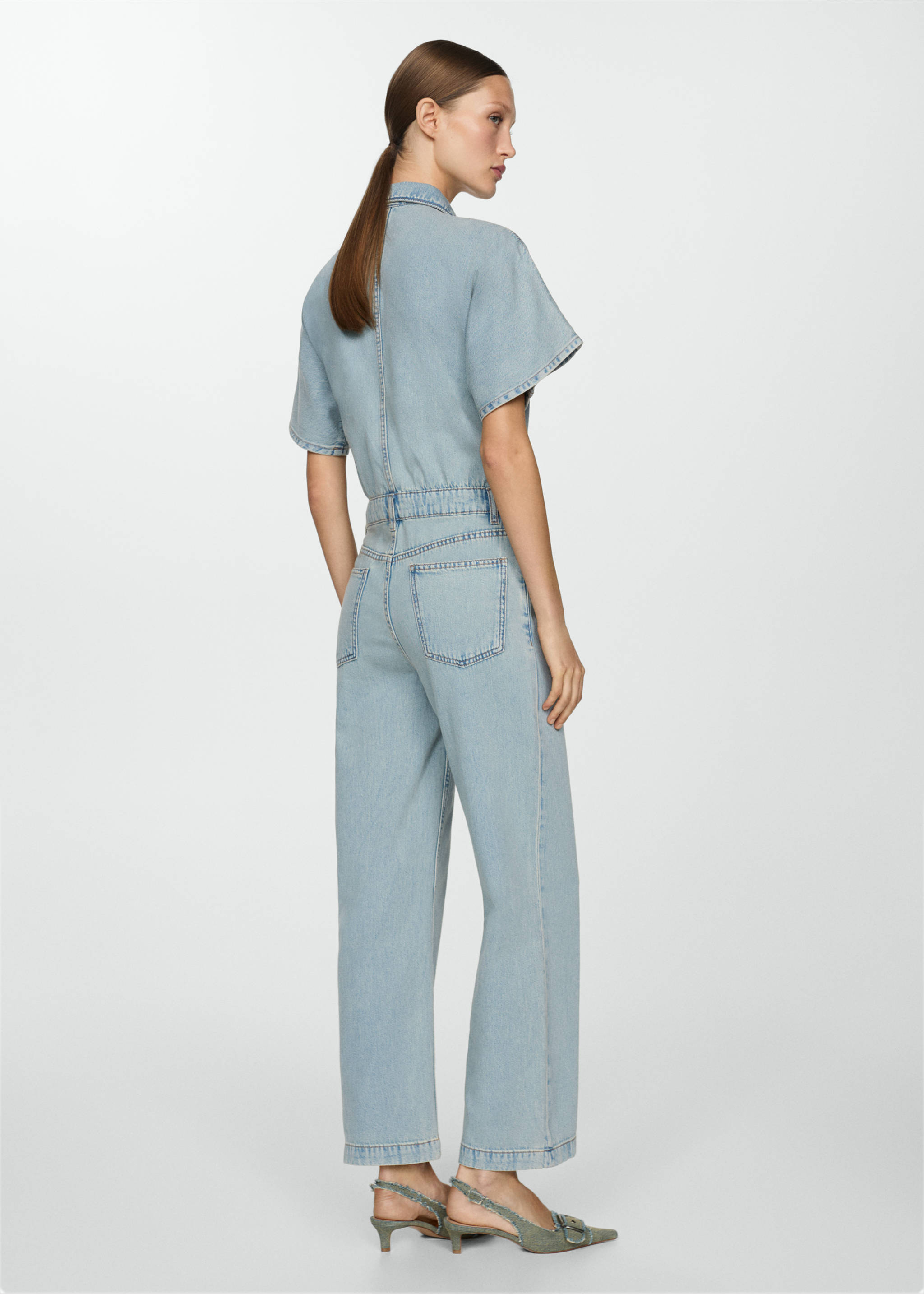 Denim jumpsuit with multi-position buttons - Reverse of the article, Light Blue. Ref: 67057131-00.