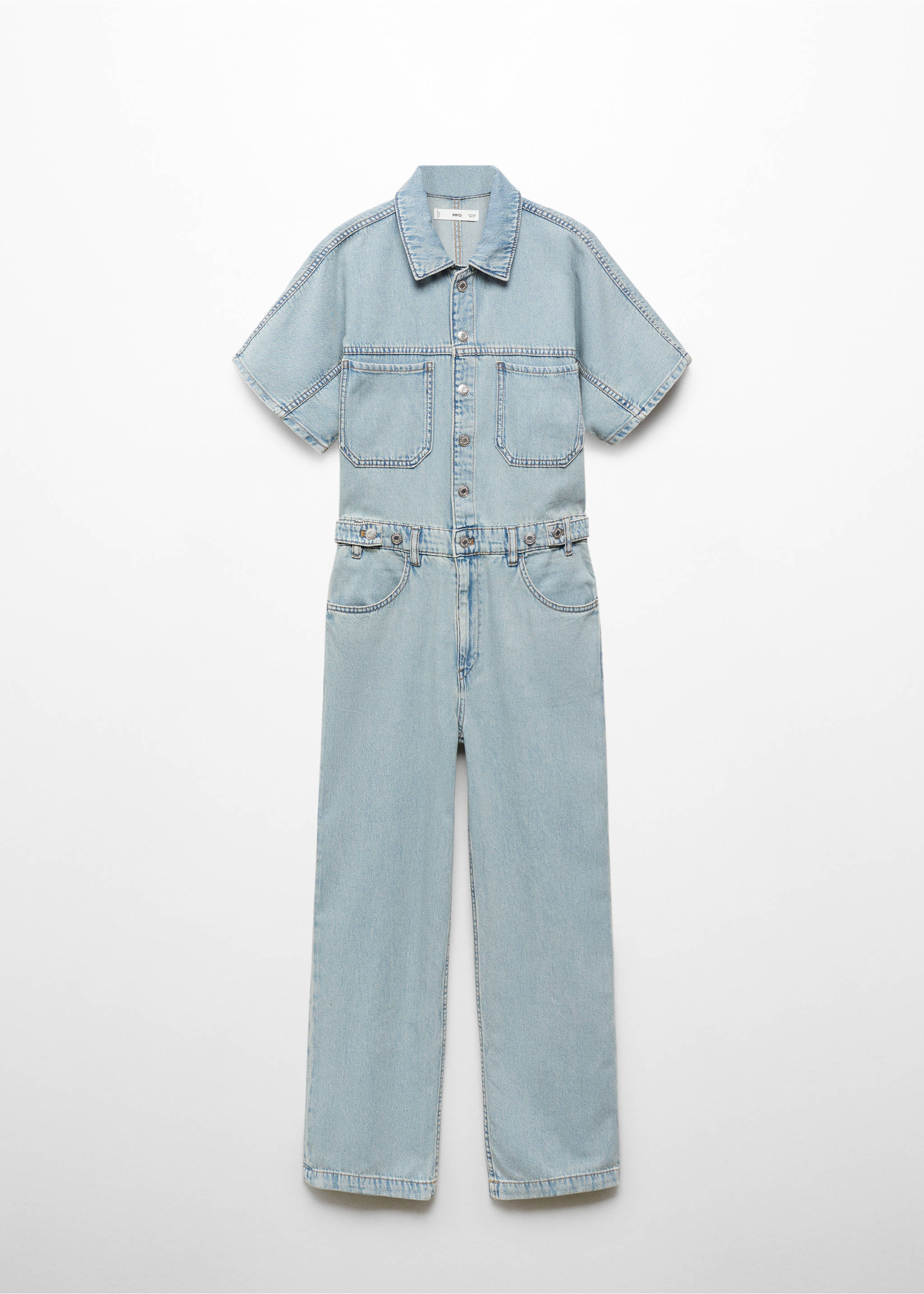 Denim jumpsuit with multi-position buttons - Article without model, Light Blue. Ref: 67057131-00.