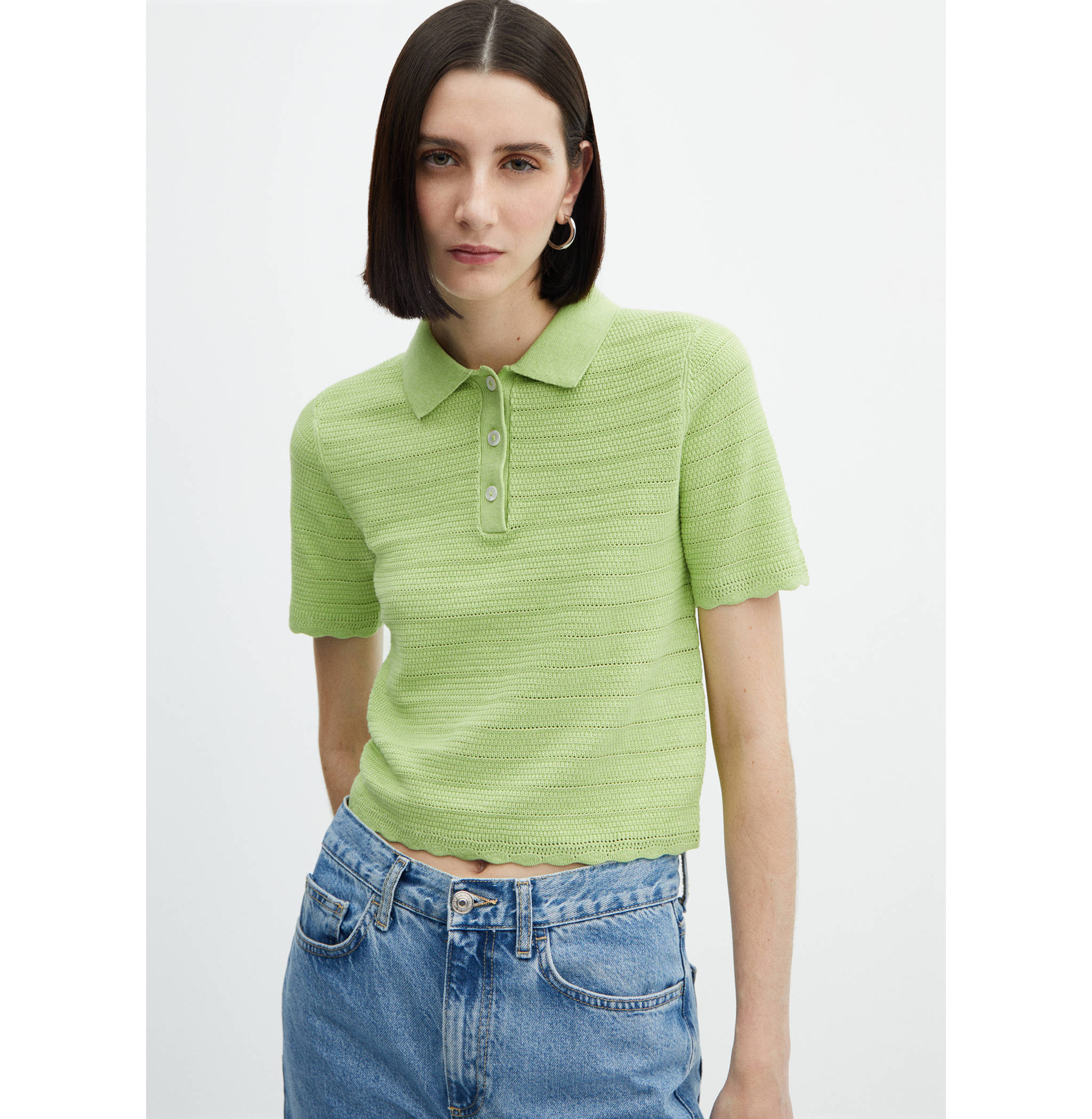 Pull-over col polo manches courtes - Plan moyen
