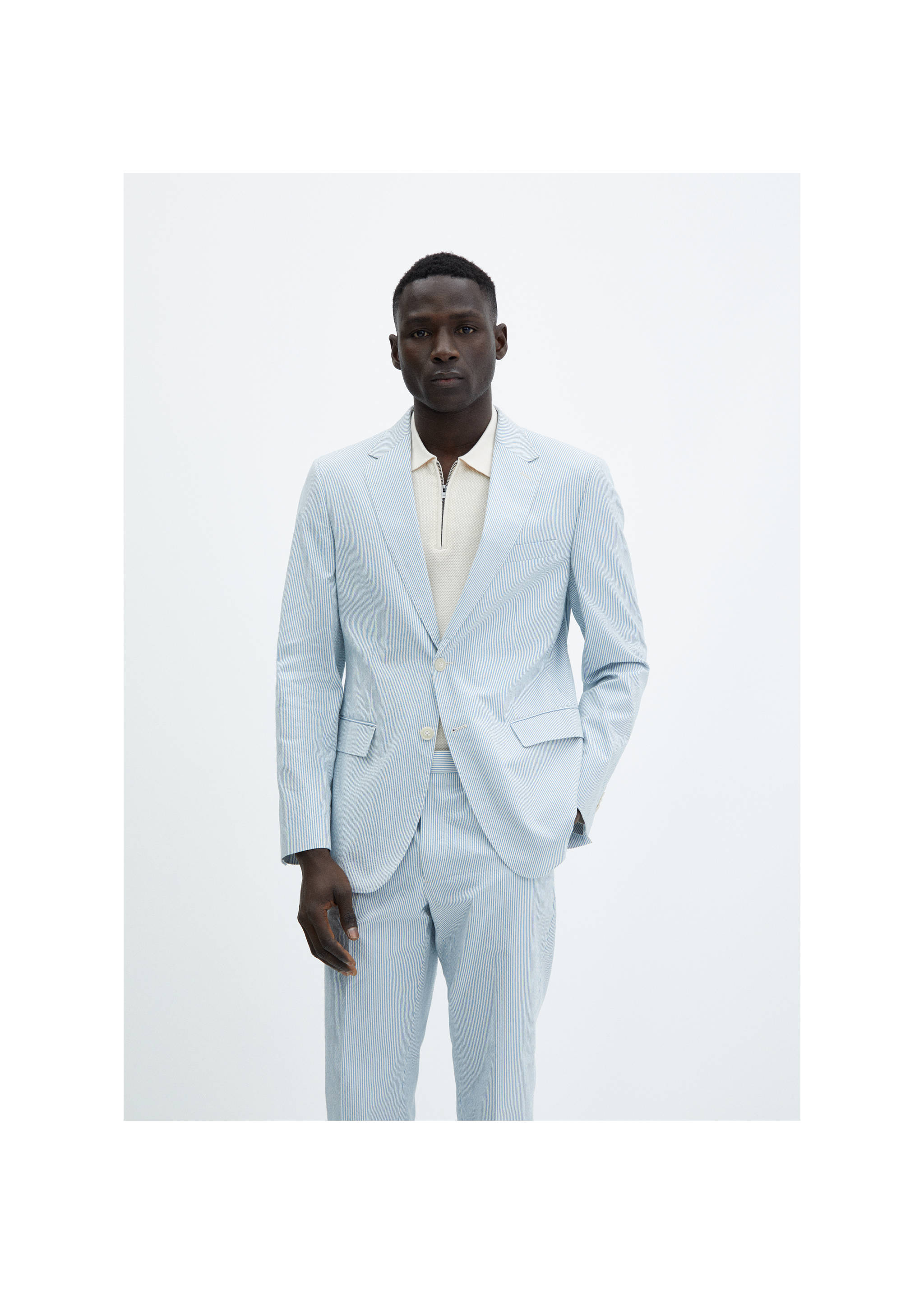 SACOU DE COSTUM SLIM FIT DIN BUMBAC SEERSUCKER
