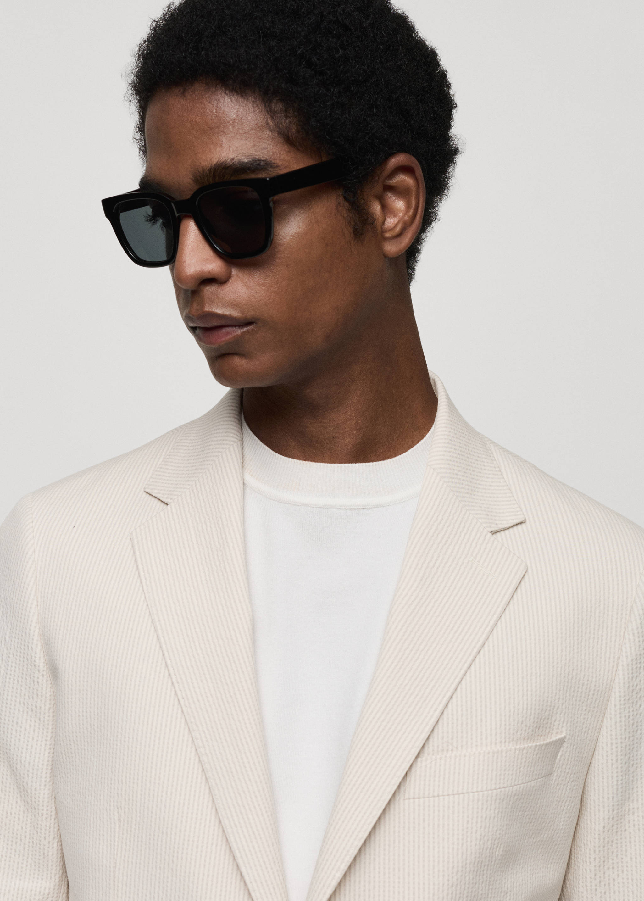 Americana de traje slim fit algodón seersucker rayas - Detalle del artículo 1