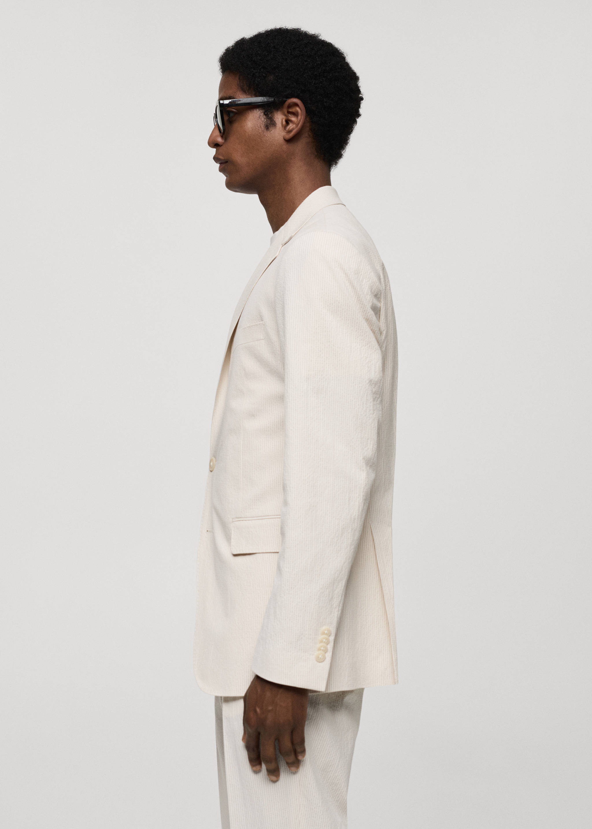 Americana de traje slim fit algodón seersucker rayas - Detalle del artículo 2