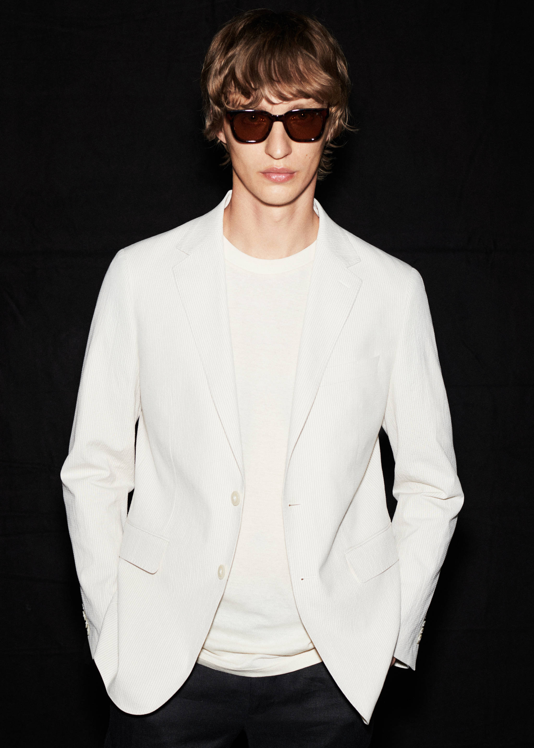 Americana de traje slim fit algodón seersucker rayas - Detalle del artículo 3