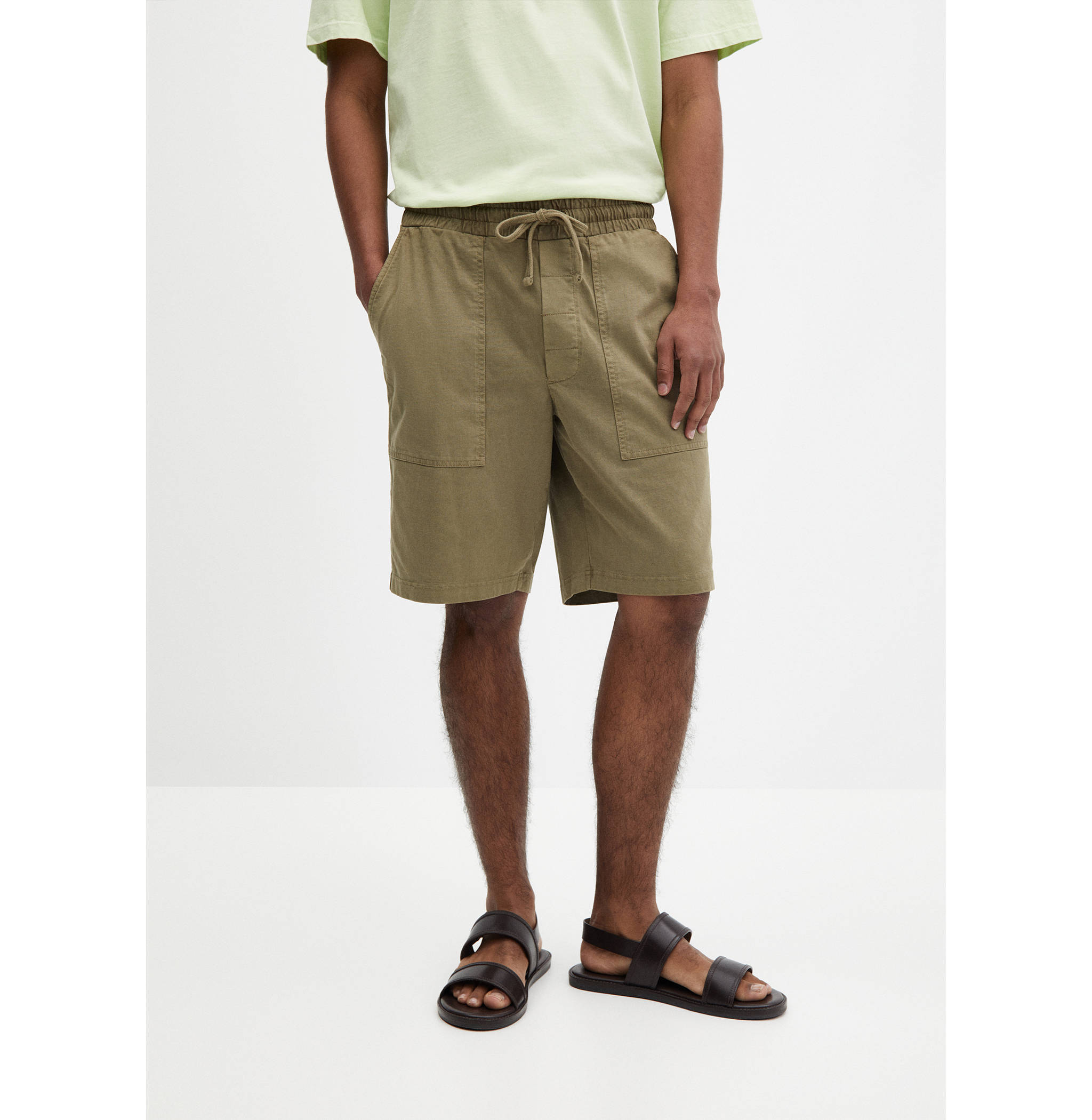 100% cotton bermuda shorts with drawstring - Medium plane