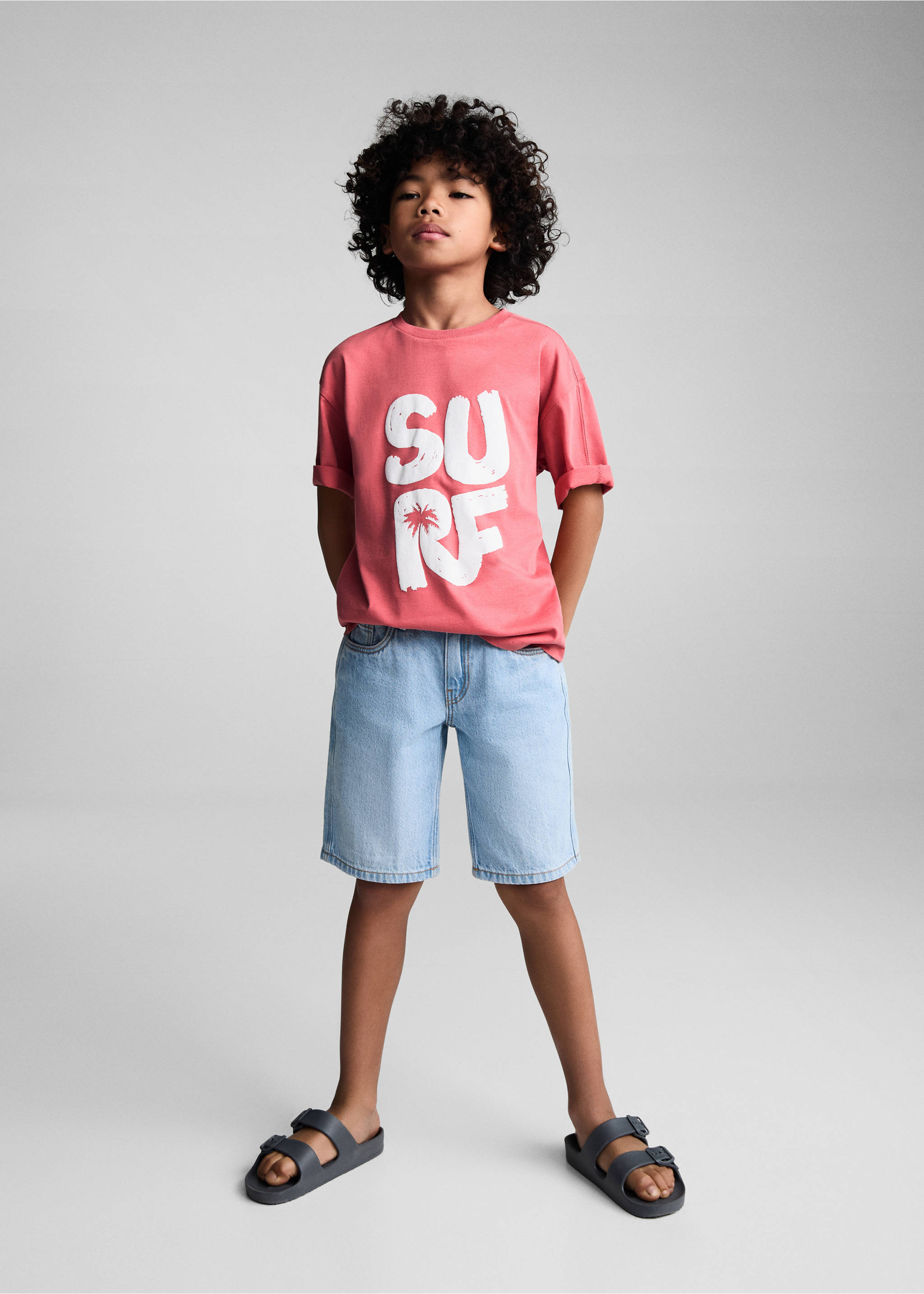 Surf printed t-shirt - General plane, Coral Red. Ref: 67057711-00.