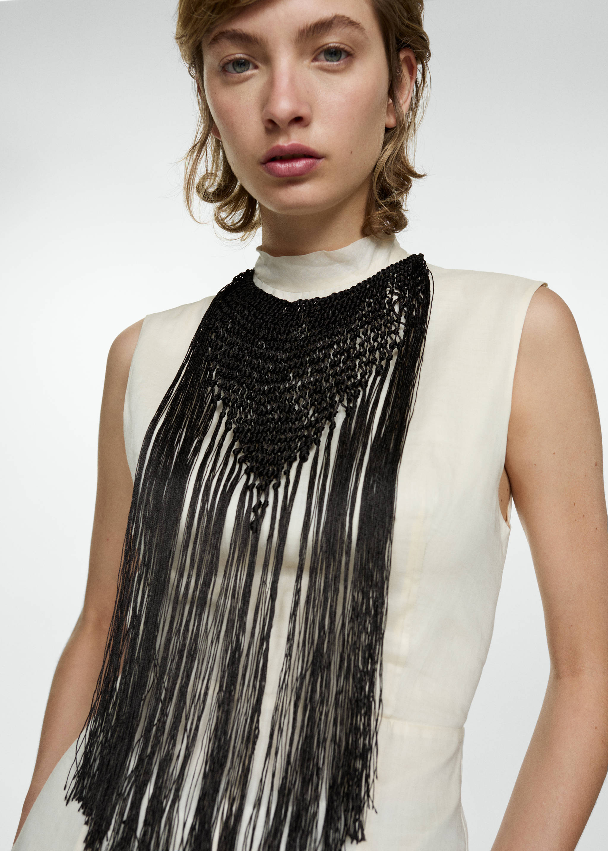 Strick-Halskette mit Fransen - Allgemeine Ansicht