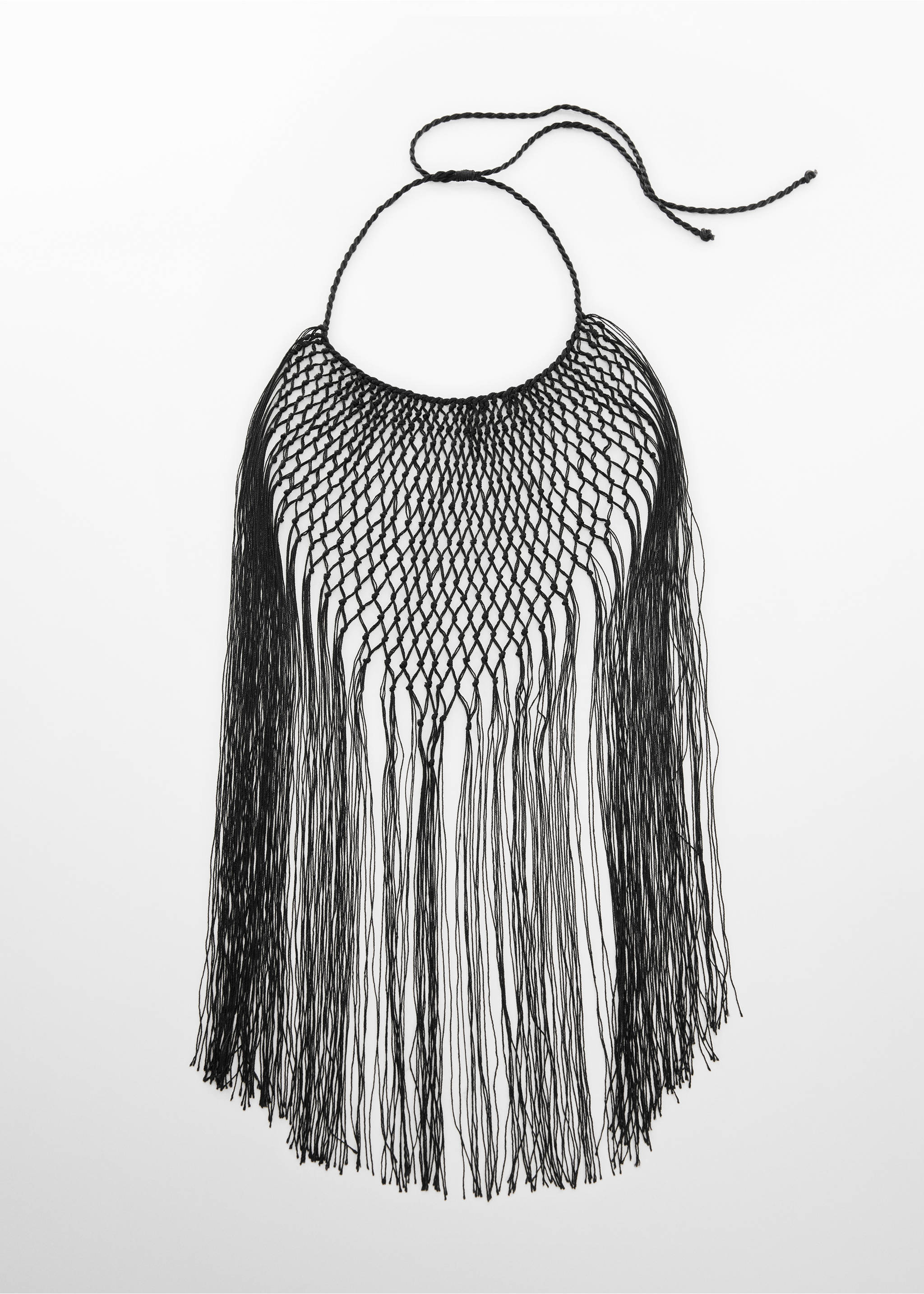 Fringed net necklace - Article without model, Black. Ref: 67057718-00.