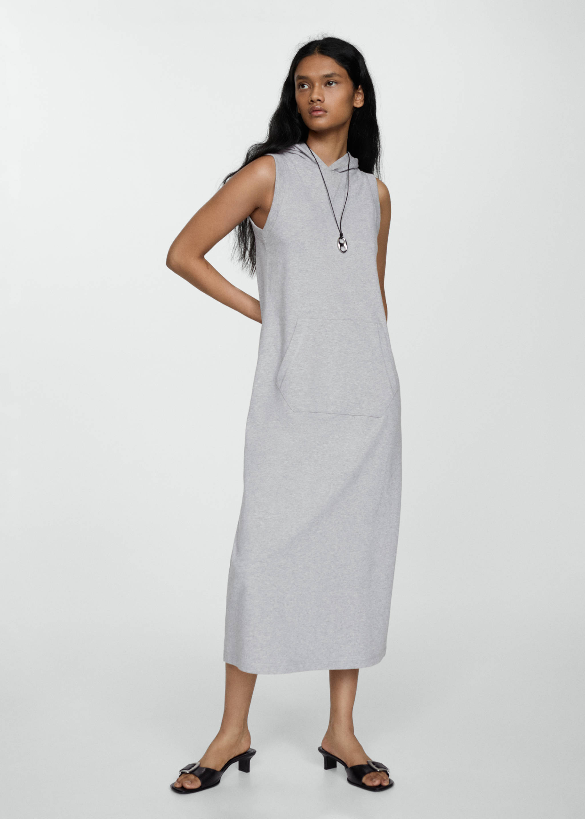 Hooded maxi-pocket dress - General plane