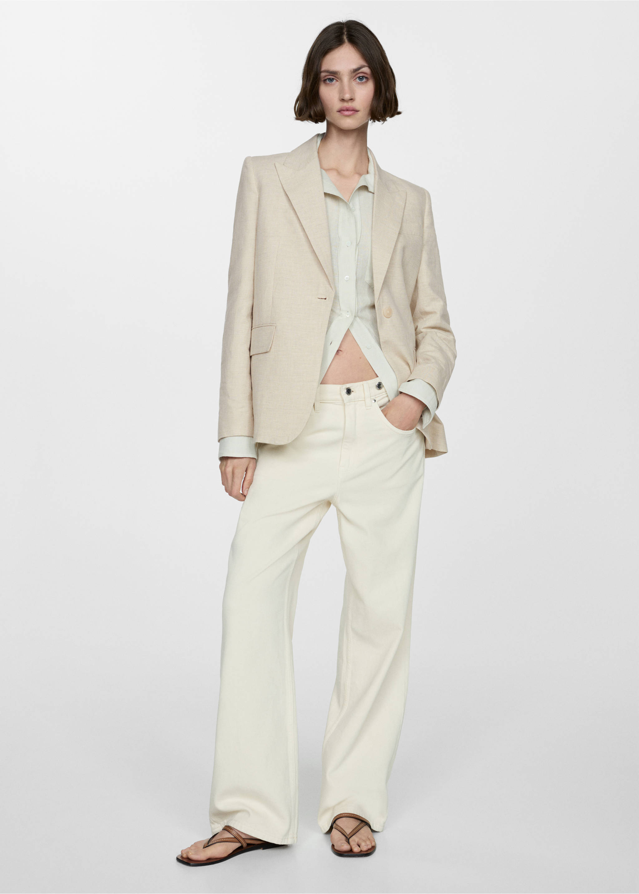 Houndstooth linen jacket - General plane, Brown. Ref: 67057926-00.